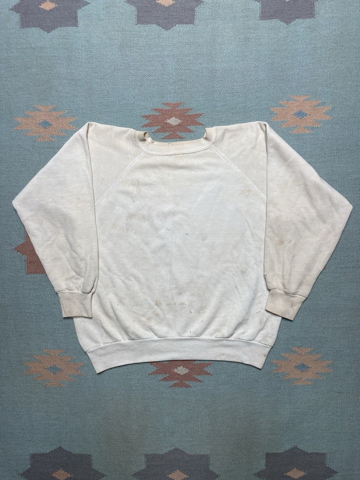 Vintage 80s crewneck sweatshirt blank white grunge distressed Large Size US L / EU 52-54 / 3 - 1 Thumbnail