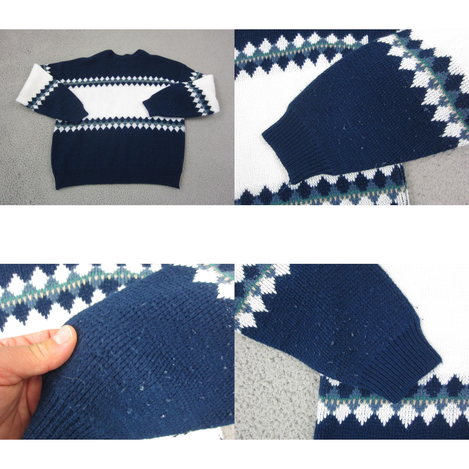 Sears VINTAGE Sears Sweater L Blue Fair Isle Acrylic 90s Chunky Pullover Mens Size US L / EU 52-54 / 3 - 9 Thumbnail