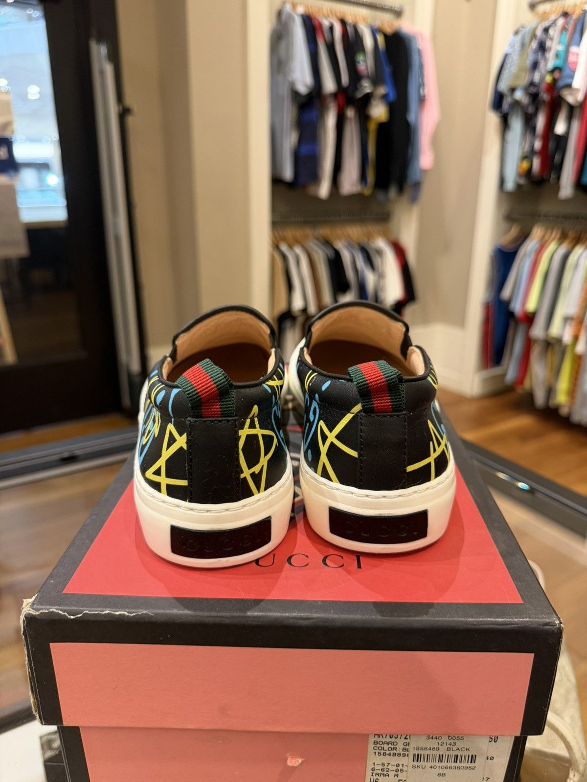 Gucci Gucci Ghost Slip On Graffiti Sneakers - Black Size US 8 / IT 38 - 6 Thumbnail