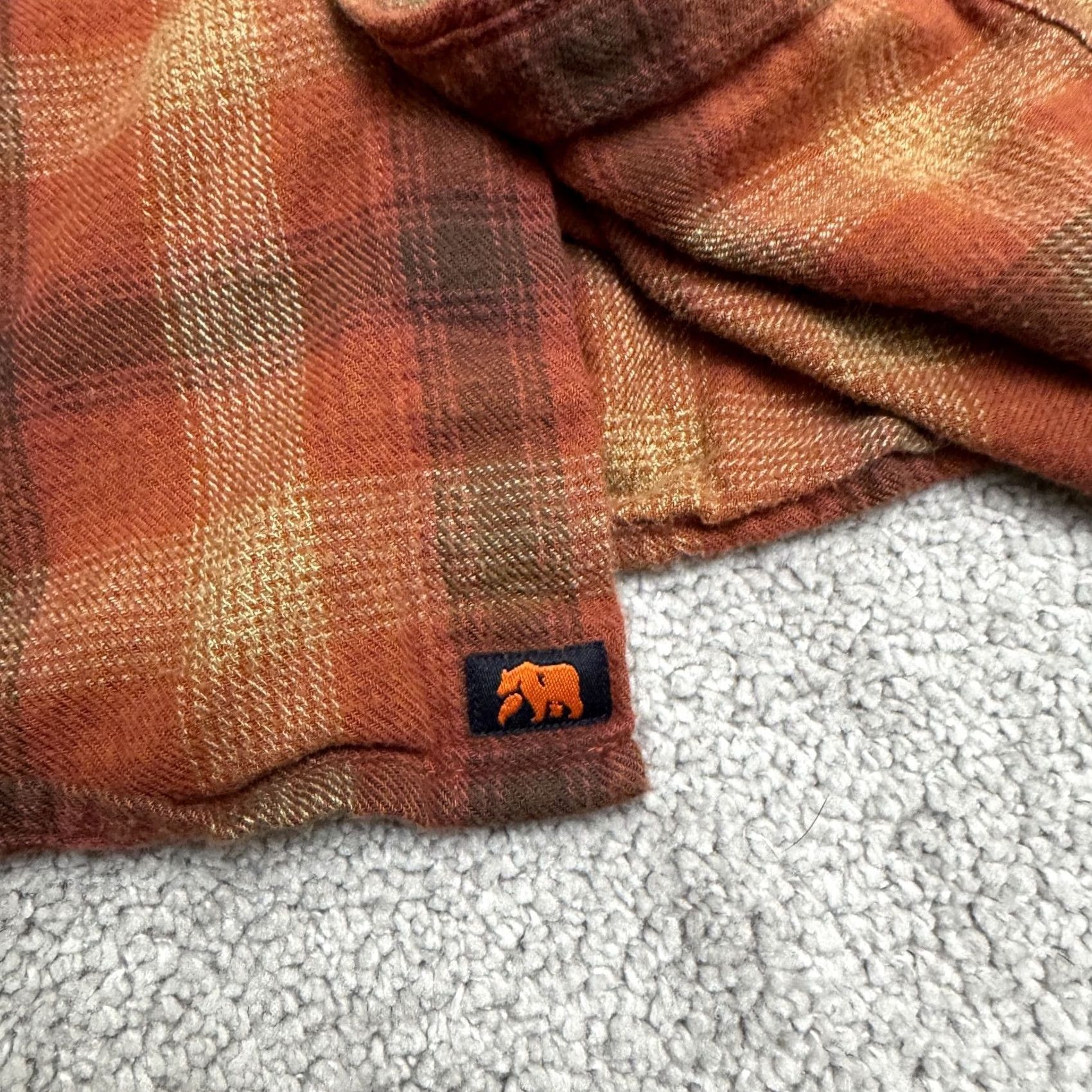 J Brand The Normal Brand Button Down Flannel Shirt Mens Large Orange Rust Plaid Cotton - Excellent Condition Size US L / EU 52-54 / 3 - 5 Thumbnail