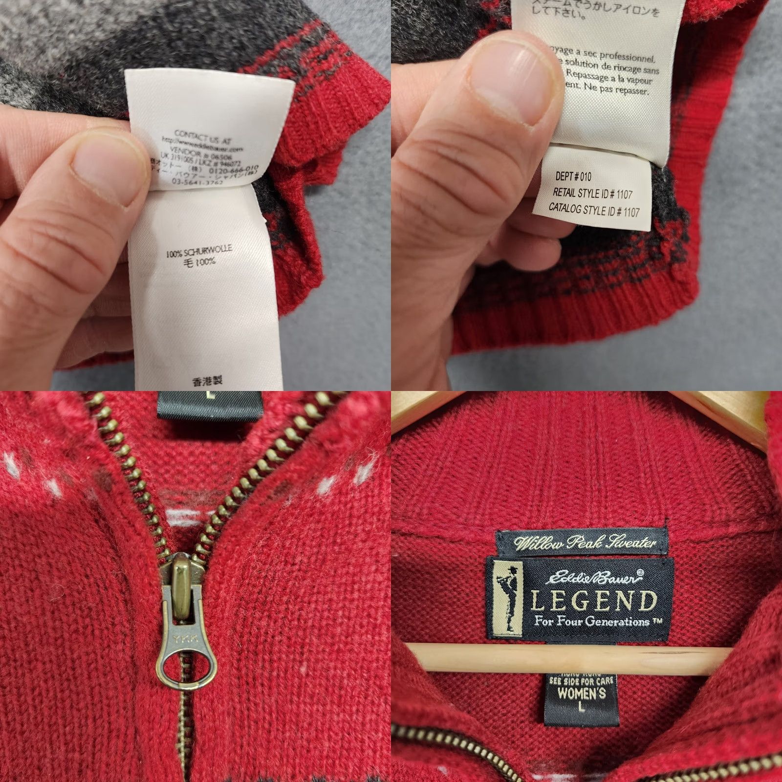 Eddie Bauer VINTAGE Eddie Bauer Sweater Cardigan Womens Large Red Fair Isle Wool Size L / US 10 / IT 46 - 8 Thumbnail