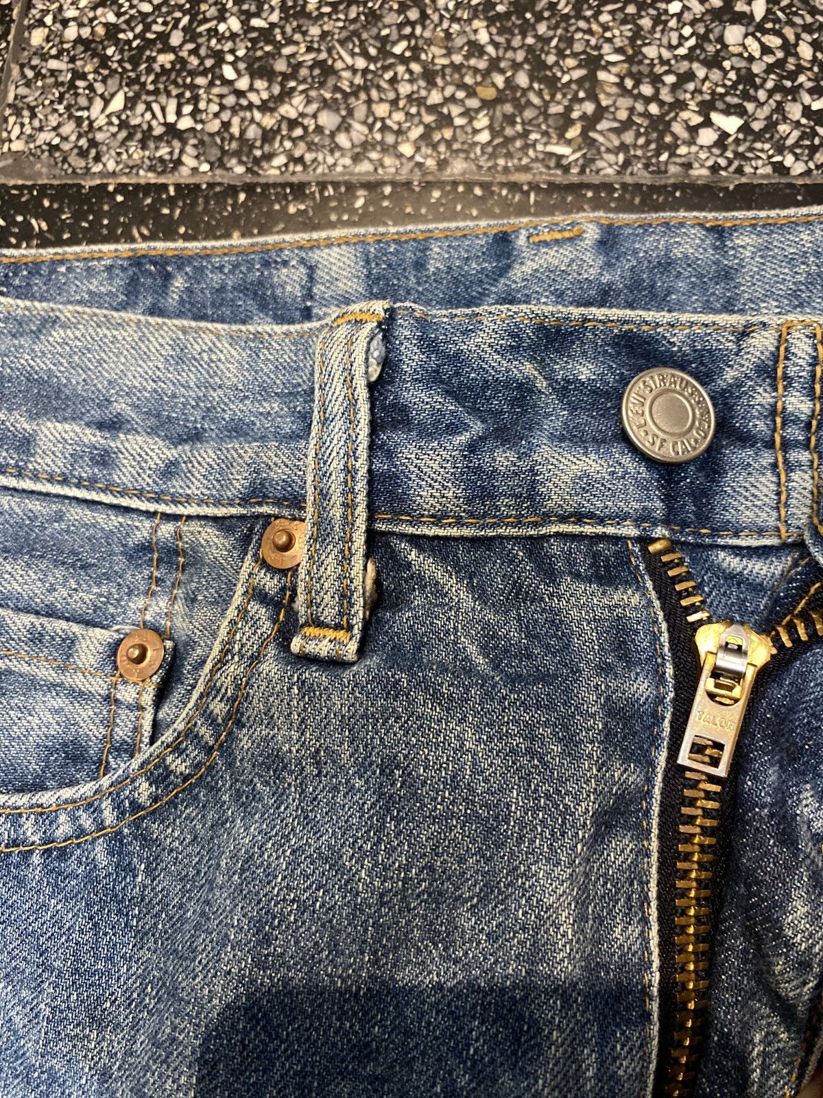Levi's × Levi's Vintage Clothing 90s Levis 502XX Big E Selvedge Red Line Jeans Blue Washed Size US 27 - 5 Thumbnail