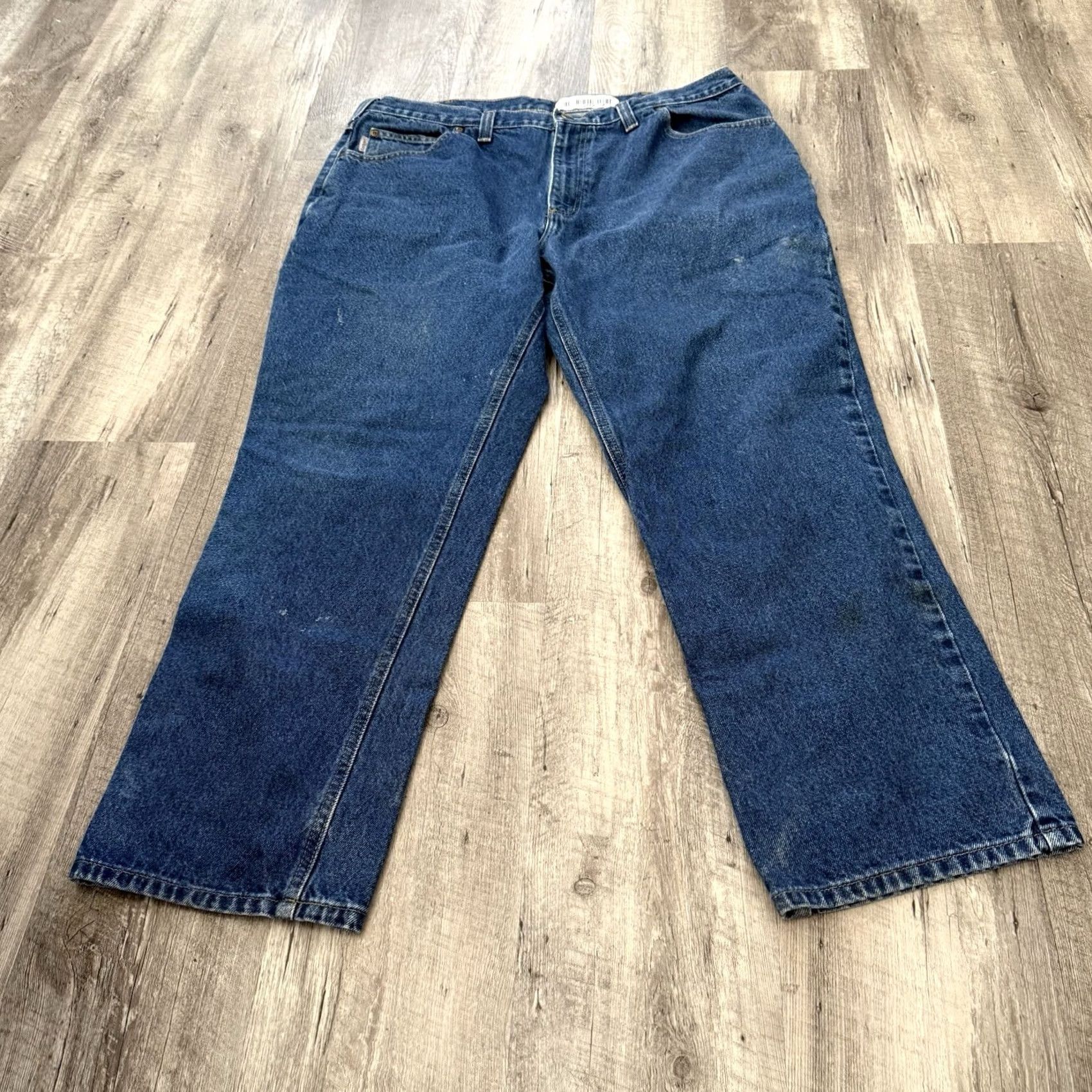 Carhartt Carhartt Jeans Mens 40x30 Relaxed Fit Straight Leg Dark Wash Blue Cotton 381-83 Logo Size US 40 / EU 56 - 6 Thumbnail