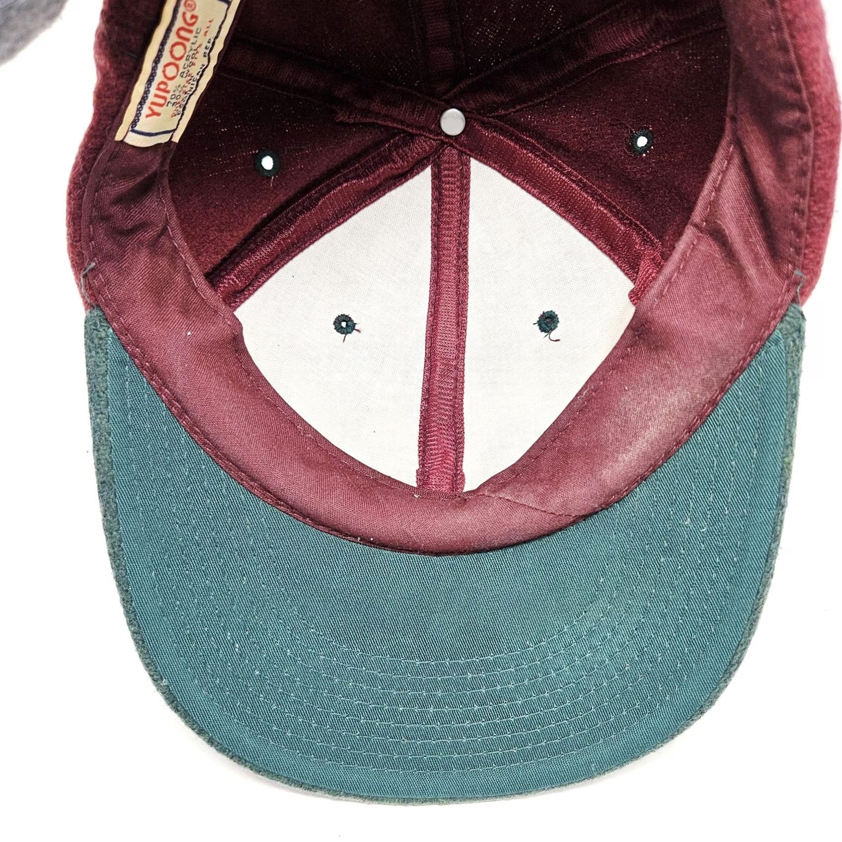 Vintage Yupoong Hat Cap Baseball Strap Back One Size Burgundy Green Mens Wool Blend Adjustable Twill Solid Casual Fall Used Womens? Mens Size ONE SIZE - 6 Thumbnail