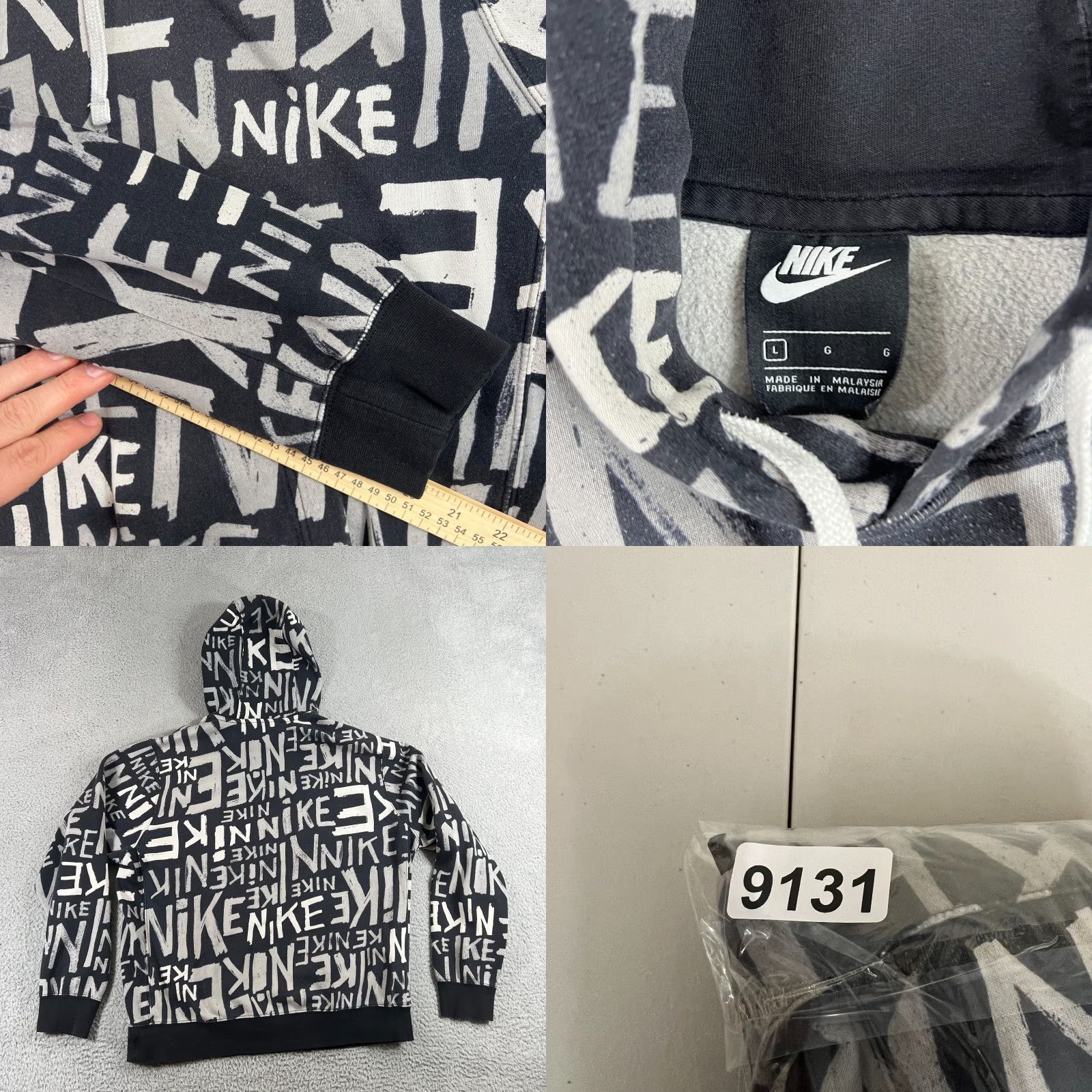 Nike VINTAGE Nike Hoodie Pull Over Sweater Logo Men L Black fleece Pullover Hooded Sportswear 90s Mens Size US L / EU 52-54 / 3 - 8 Thumbnail