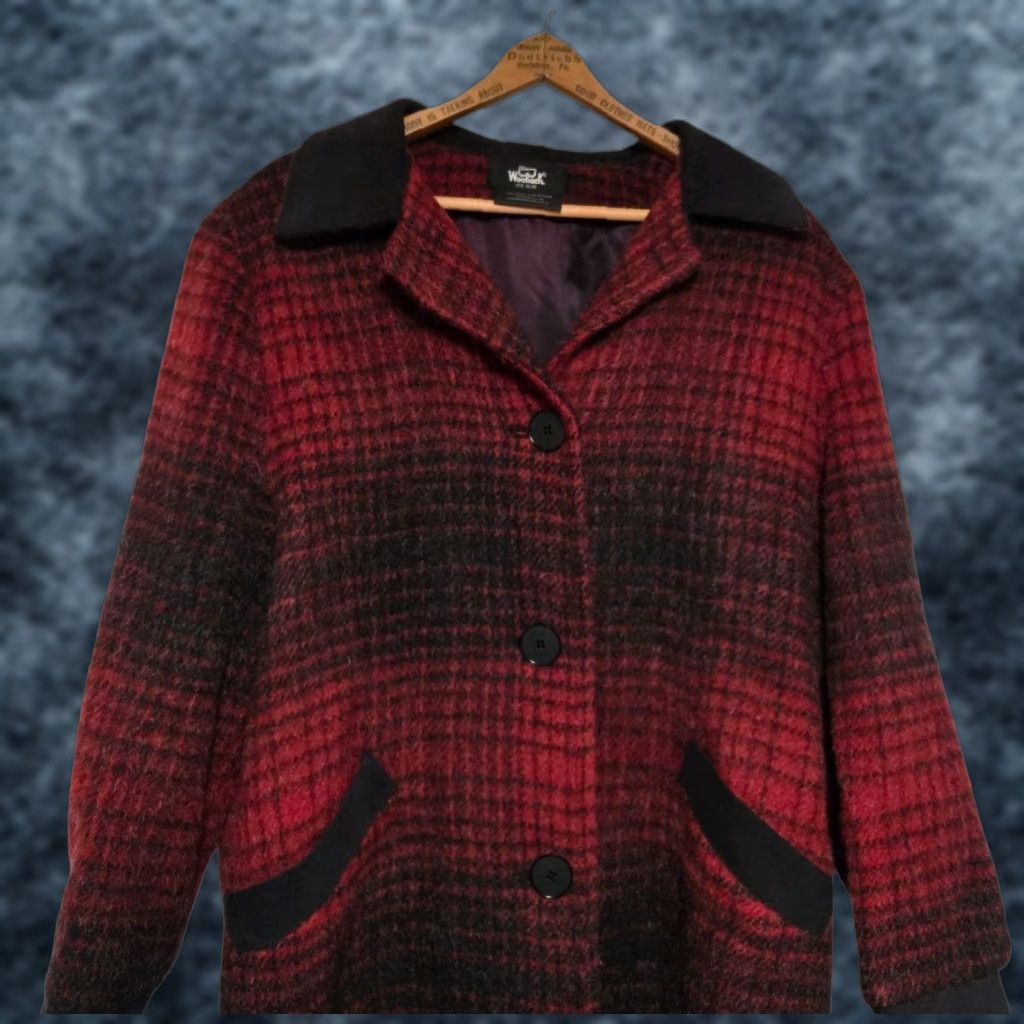 Vintage VINTAGE Woolrich Coat Women M Plaid Black Red Mohair Overcoat Clothing Wool Mohair Coat Women M Black Plaid Overcoat Woolrich Size M / US 6-8 / IT 42-44 - 1 Thumbnail