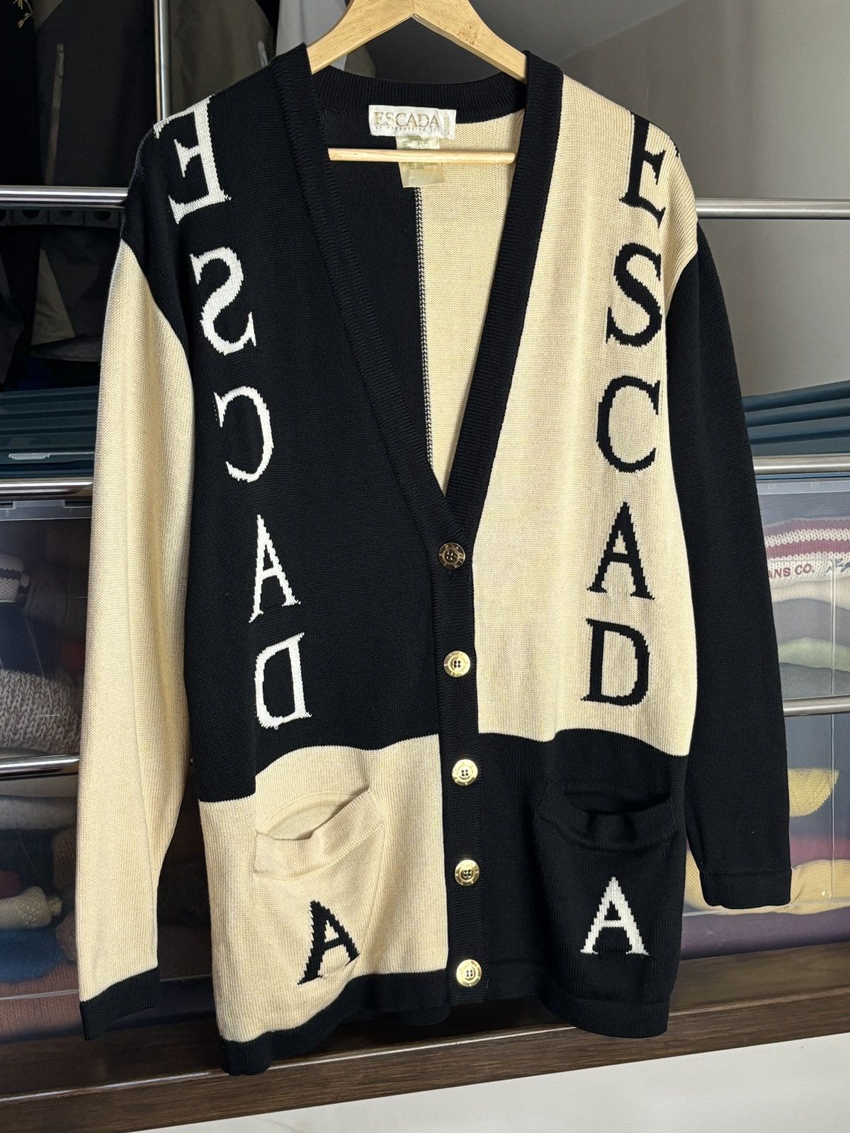 Escada Escada Vintage Two Tone Wool Buttoned Cardigan Sweater Size M / US 6-8 / IT 42-44 - 2 Thumbnail