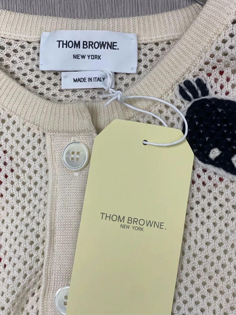 Thom Browne Thom browne Beige full-print crab striped mesh knitted butt Size M / US 6-8 / IT 42-44 - 6 Thumbnail