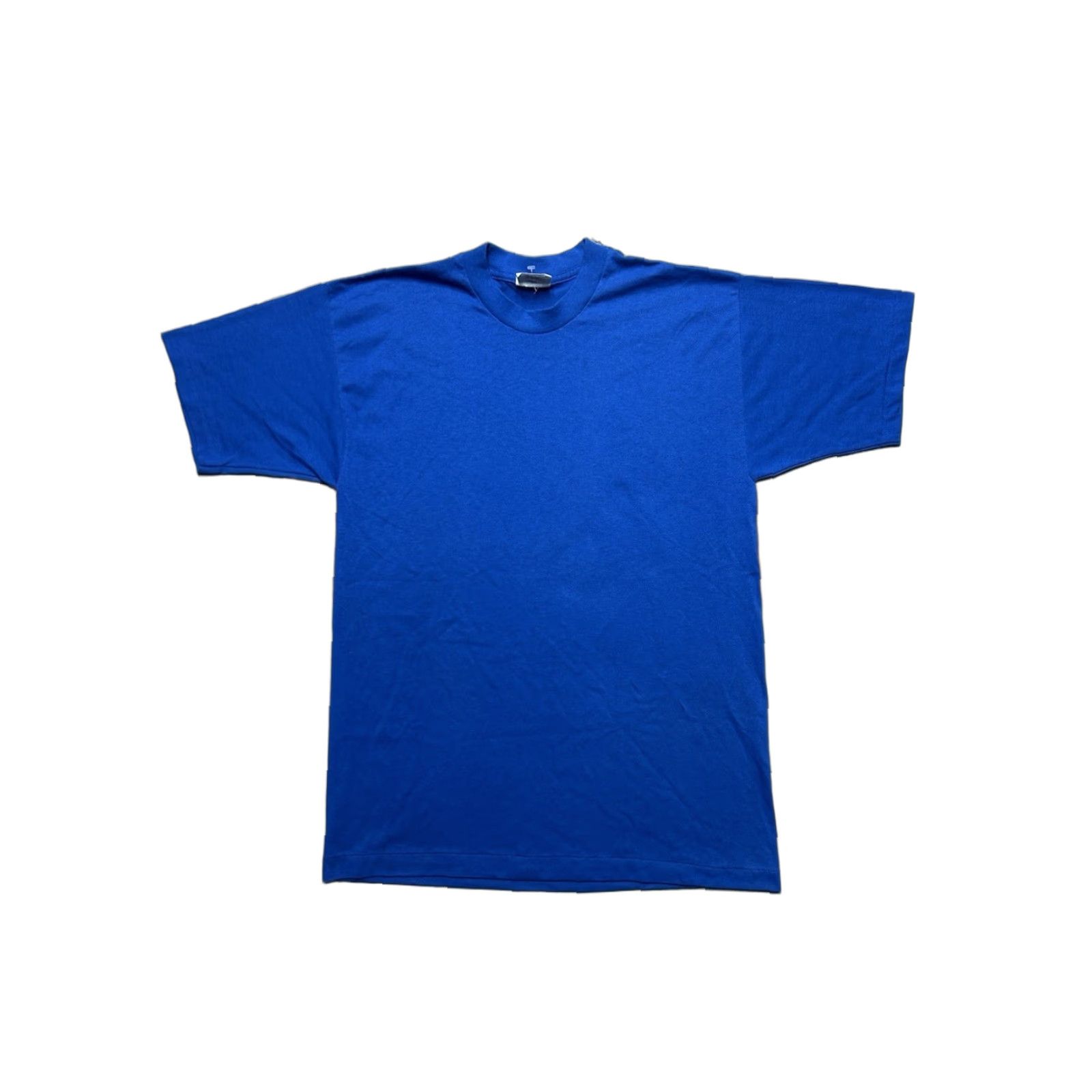 Vintage VINTAGE 80s blank t shirt single stitch soft worn poly cotton sportswear L/XL T-Shirt Men Blue 80s Vintage Mens XL Regular Summer Shirt Size US XL / EU 56 / 4 - 1 Thumbnail