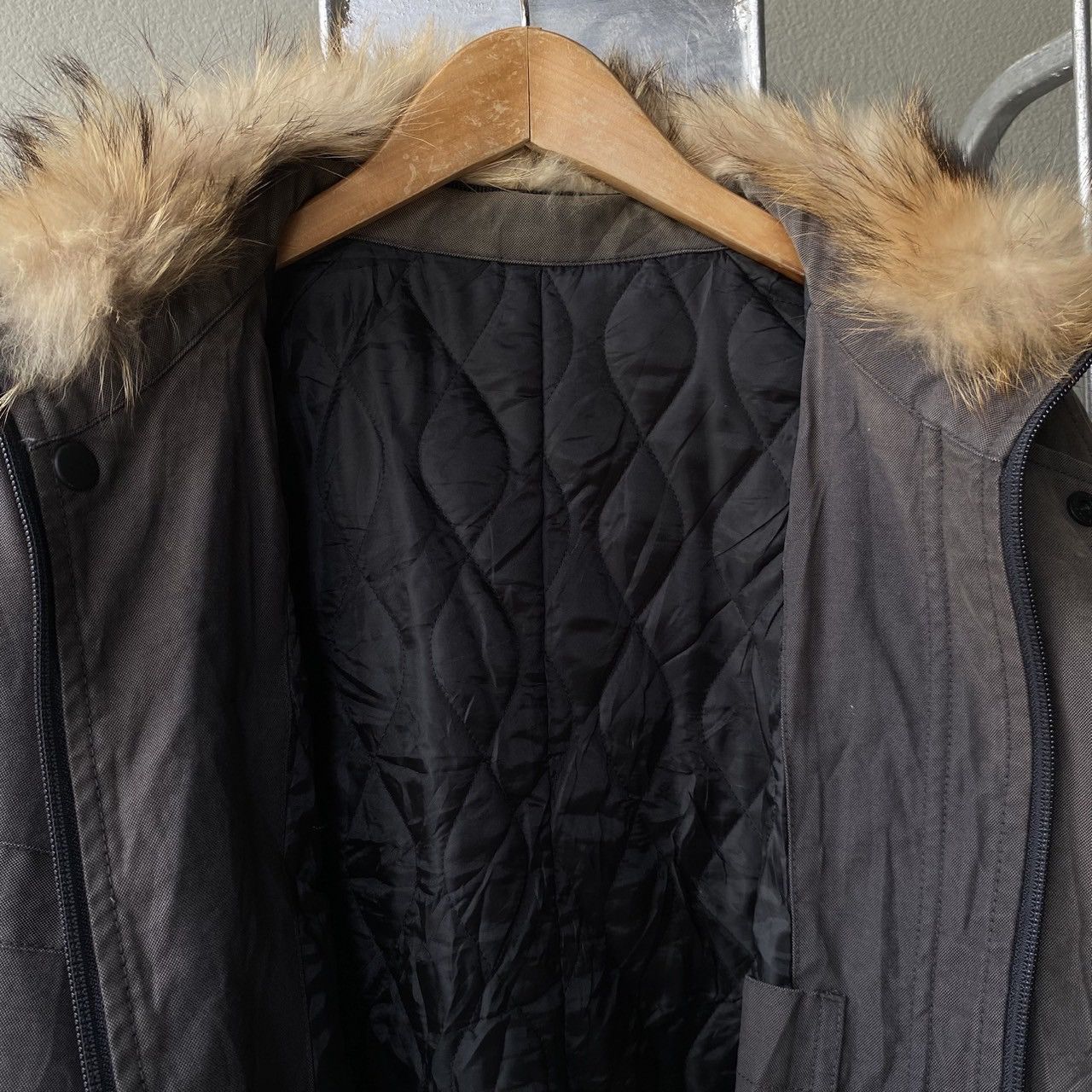 PPFM PPFM Gray Fur-Collar Puffer Jacket Size US L / EU 52-54 / 3 - 7 Thumbnail