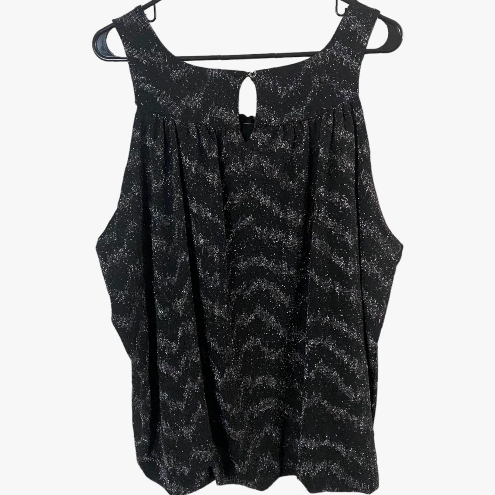 Anthropologie ANTHROPOLOGIE Carly Shimmer Metallic Tank Top Women's Size Large Black Sleeveless Lined Size L / US 10 / IT 46 - 3 Thumbnail