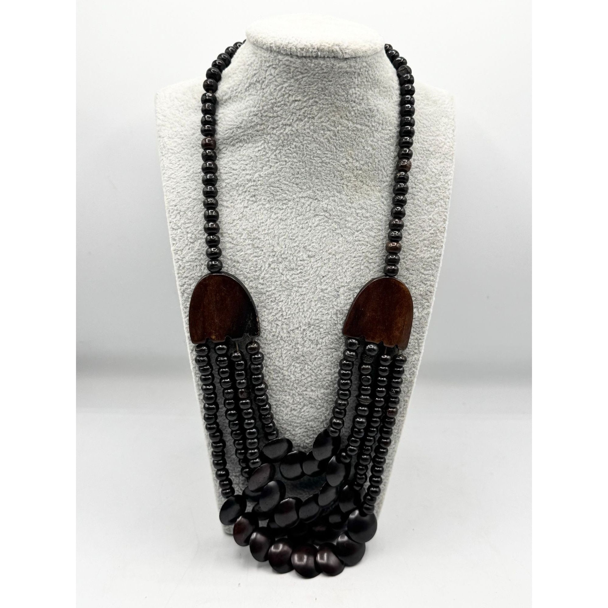 Vintage Vintage Wood Beaded Multi Strand Collar Necklace Size ONE SIZE - 6 Thumbnail