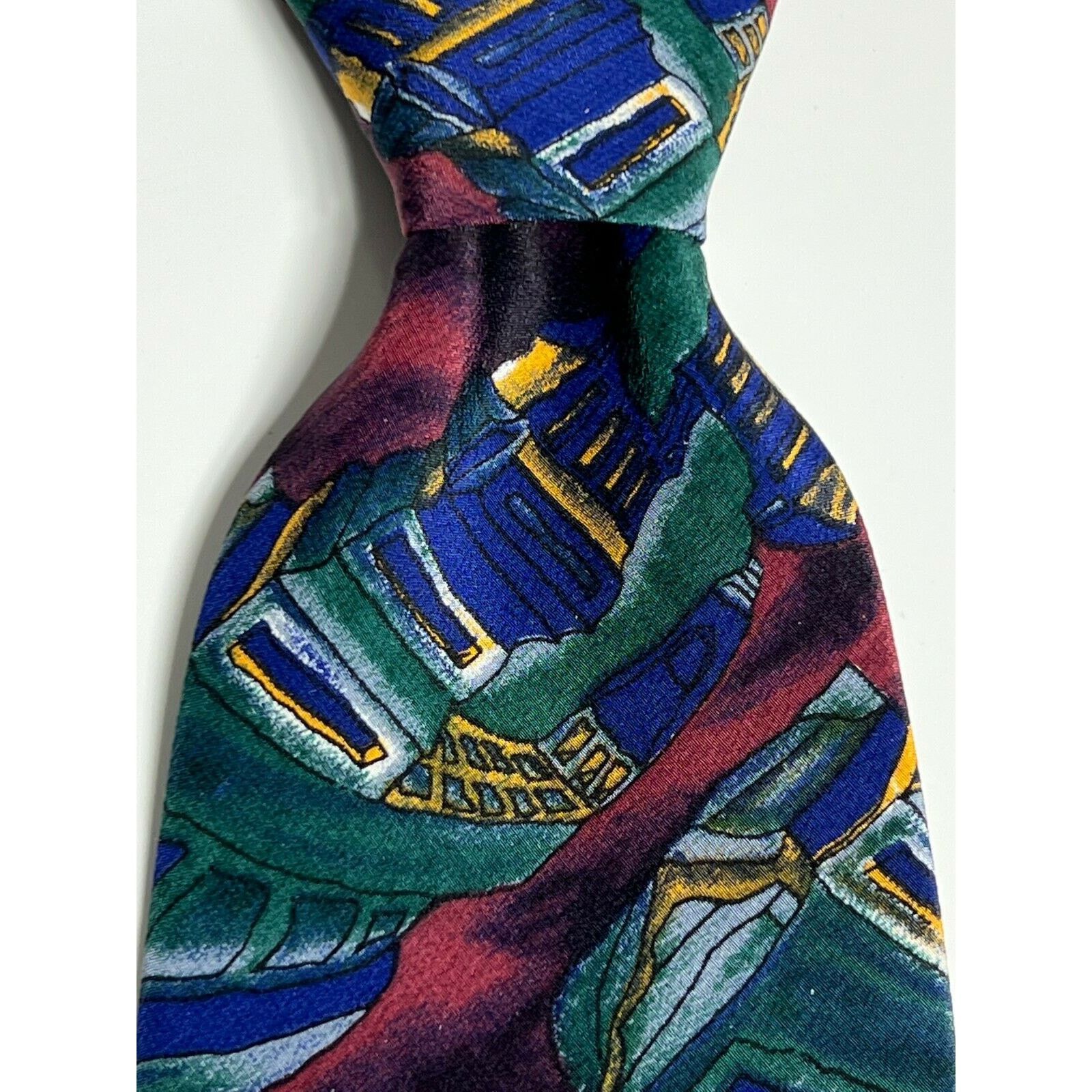 Other Jerry J Garcia Blue Red Green 100% Silk Necktie Neck Tie Size ONE SIZE - 4 Thumbnail