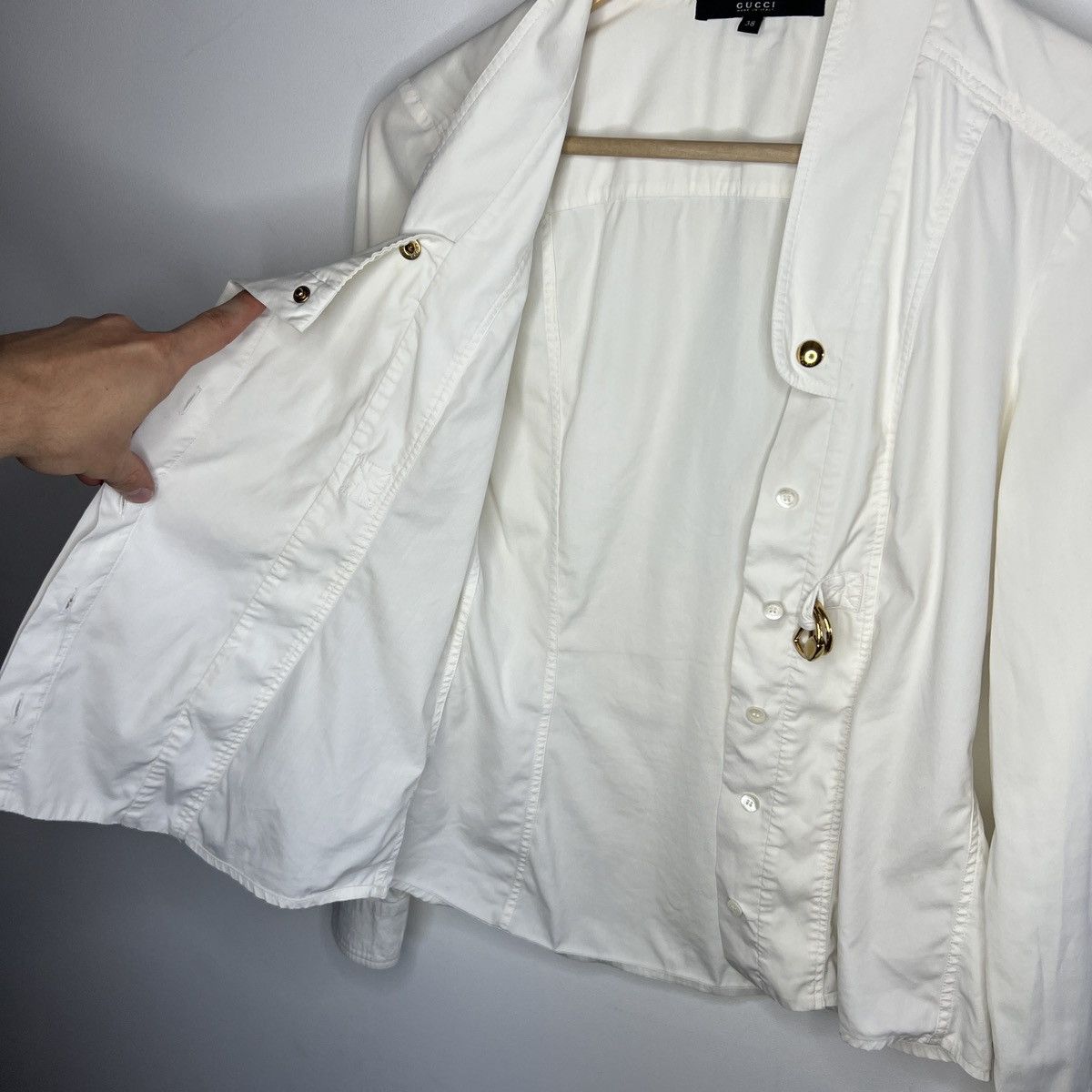 Gucci SS11 Gucci Horsebit Shirt Ecru Size S / US 4 / IT 40 - 11 Thumbnail