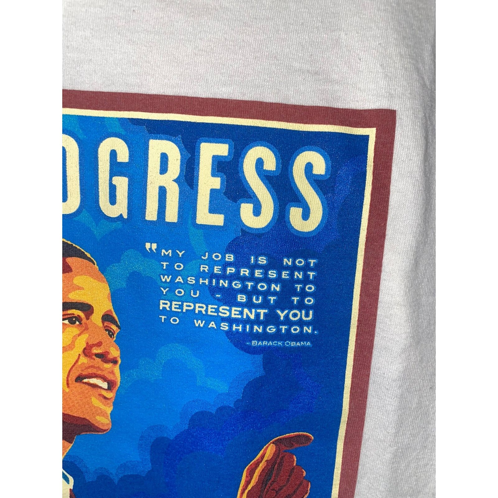 Gildan Barack Obama Shirt Progress Represent You President 2000s L Size US L / EU 52-54 / 3 - 3 Thumbnail