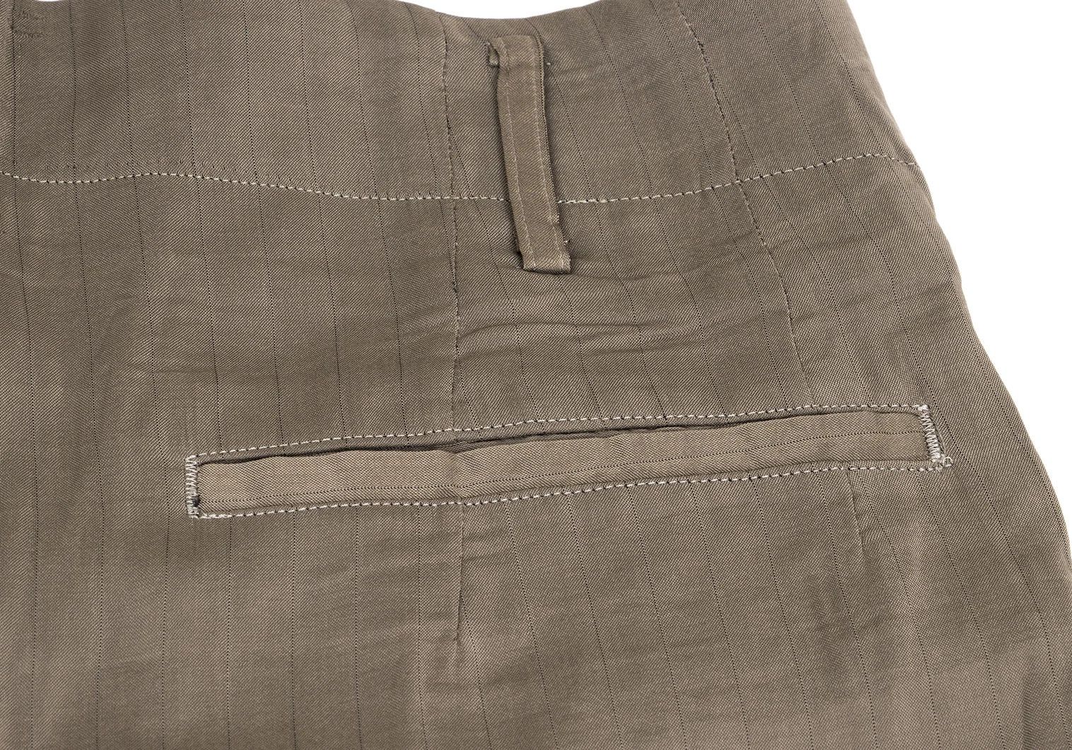 Yohji Yamamoto Yohji Yamamoto Rayon Cupro Stripe Pants Beige M Size US 34 / EU 50 - 14 Thumbnail
