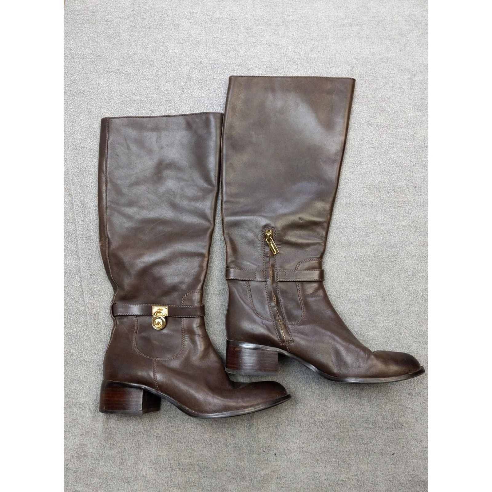 Michael Kors Michael Kors Boots Womens 9.5 Brown Leather Riding Knee High Side Zip Heel Boots Size US 10 / IT 40 - 2 Thumbnail