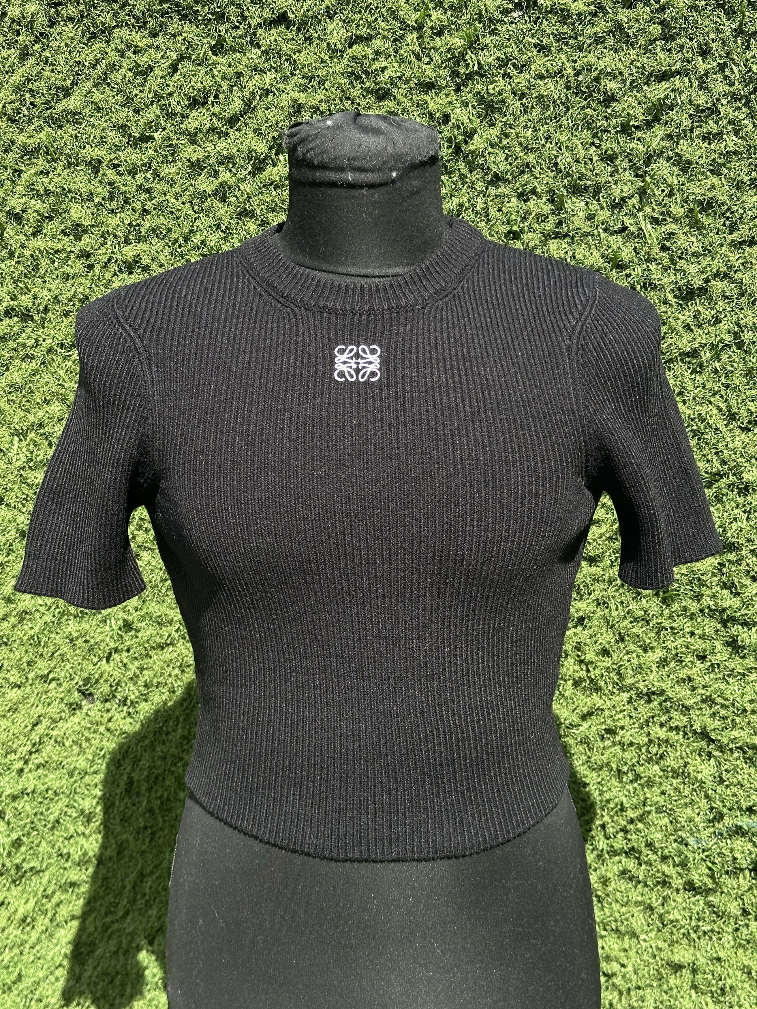 Loewe Loewe Short Sleeve Cropped Rib Knit Top Anagram Size M Size M / US 6-8 / IT 42-44 - 1 Thumbnail