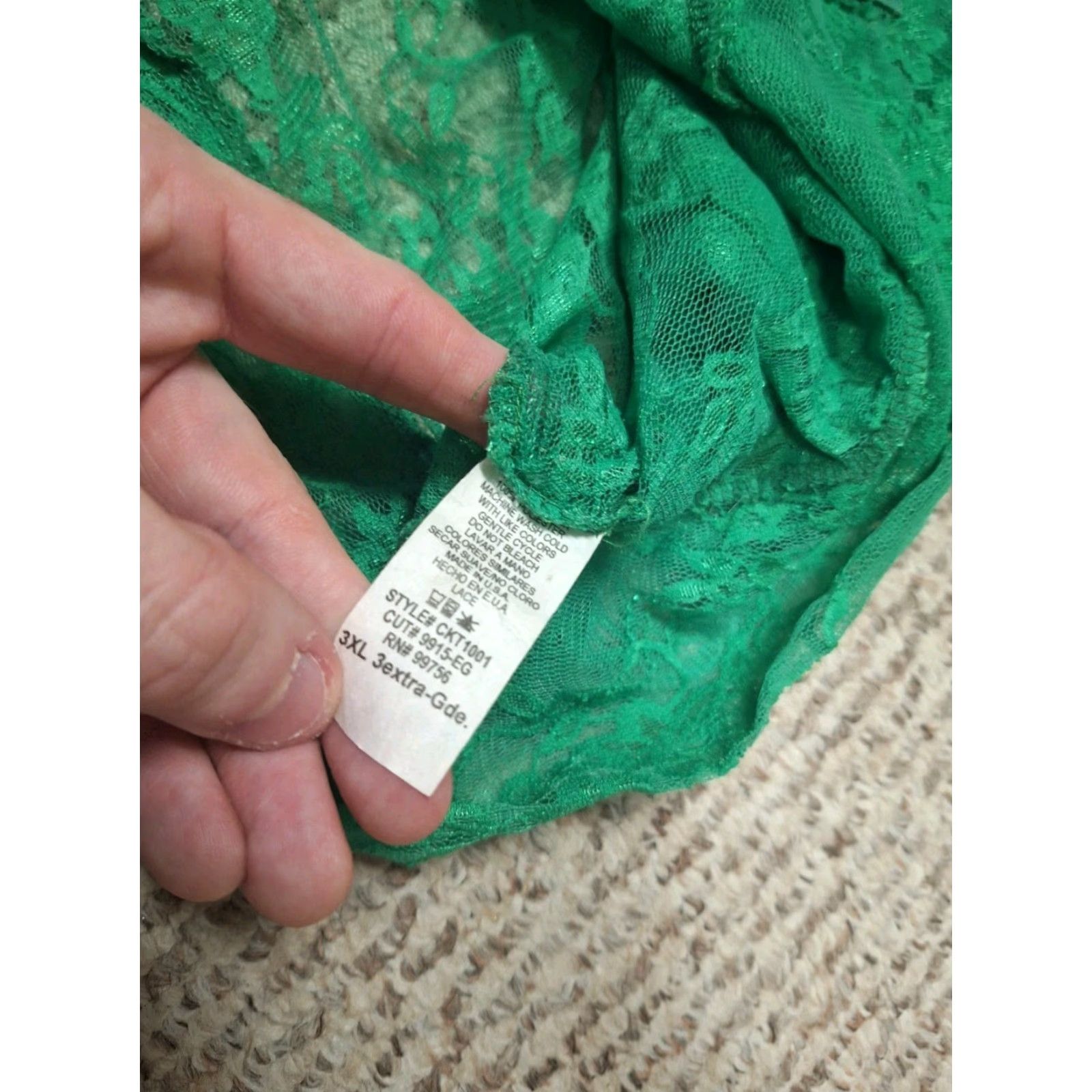 Vogue VINTAGE Evogues Womens Hoodie 3XL Green Lace Zip Fairy Lingerie Full Zip Activewear Womens Size XXL / US 16-18 / IT 52-54 - 3 Thumbnail