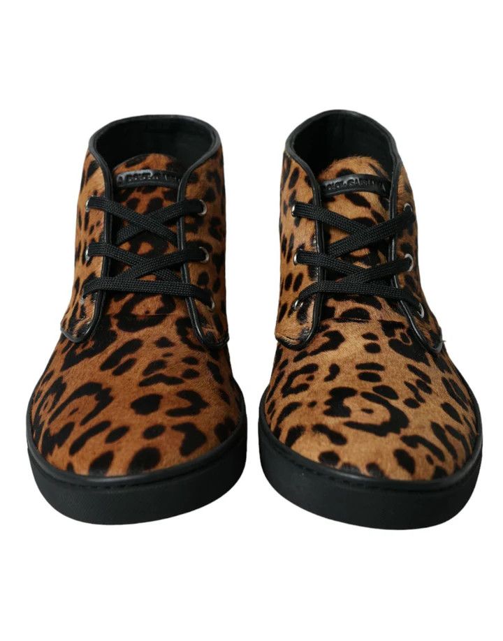 Dolce & Gabbana o1y0125 Logo Leopard-Print Ankle Boots in Brown/Black Size US 8 / EU 41 - 2 Thumbnail