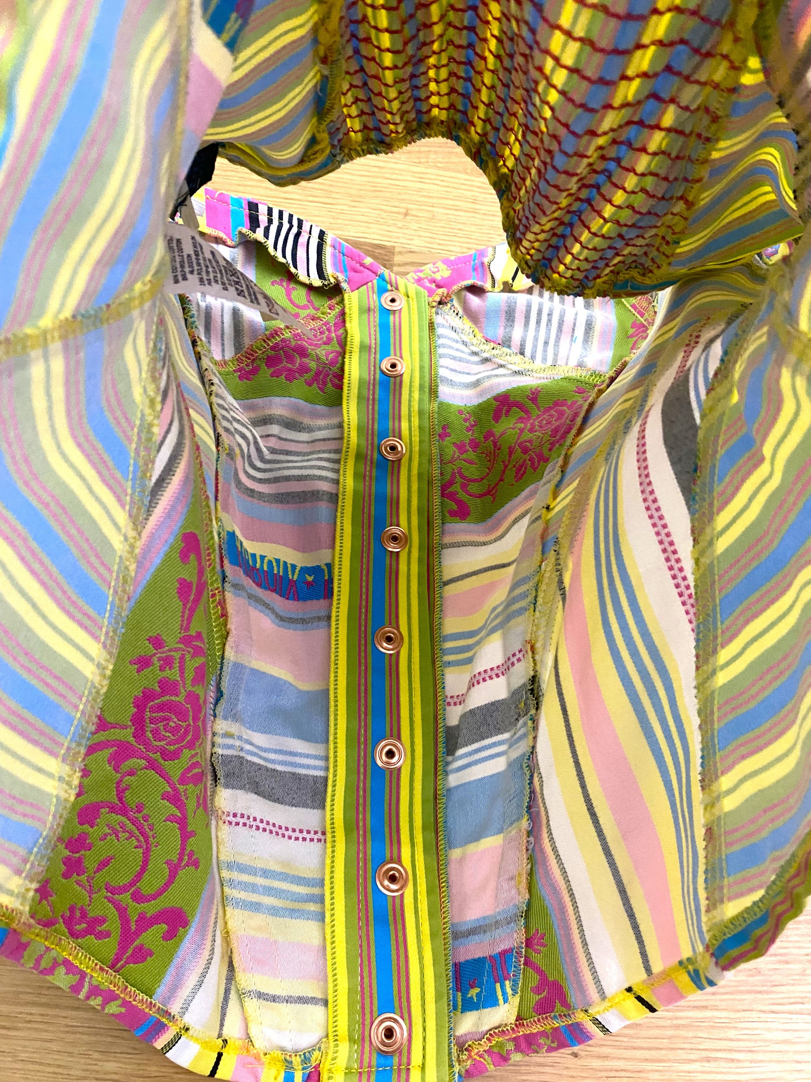 Christian Lacroix Christian Lacroix Patchwork Striped Top Corset Bustier Size L / US 10 / IT 46 - 10 Thumbnail