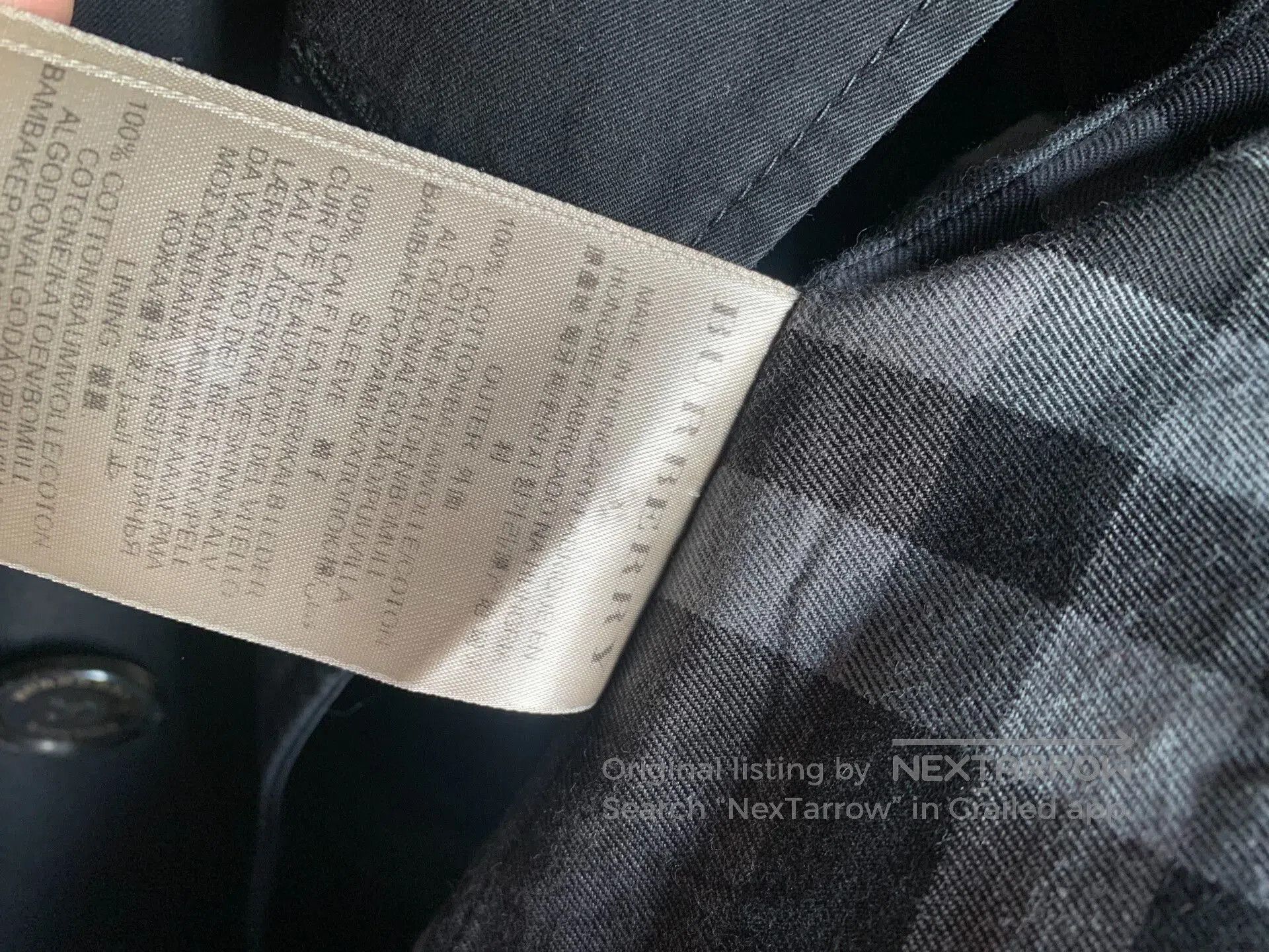 Burberry Black Leather Patch Trench Coat.