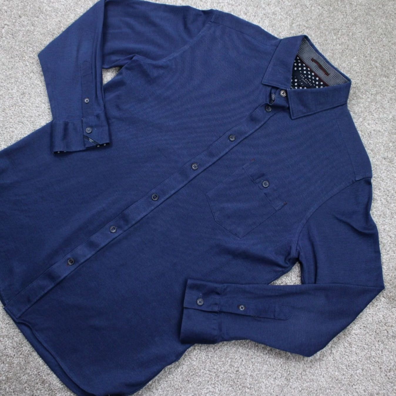 Ted Baker Ted Baker Broader Shirt Mens 4 Blue Geometric 100% Cotton Long Sleeve Button Up Size US S / EU 44-46 / 1 - 3 Thumbnail