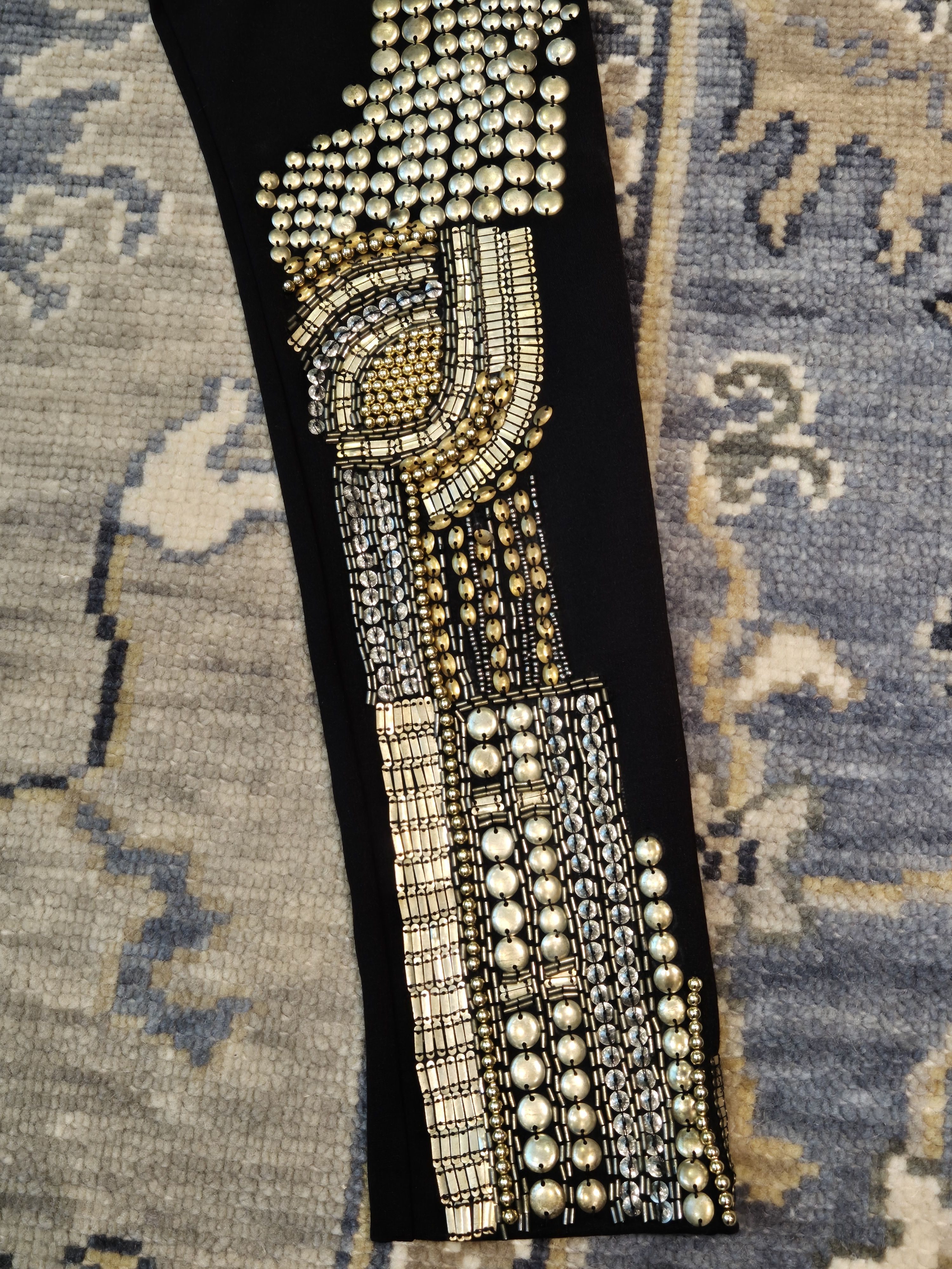CAMILLA Camilla black & gold heavily embellished leggings Size 27" / US 4 / IT 40 - 4 Thumbnail