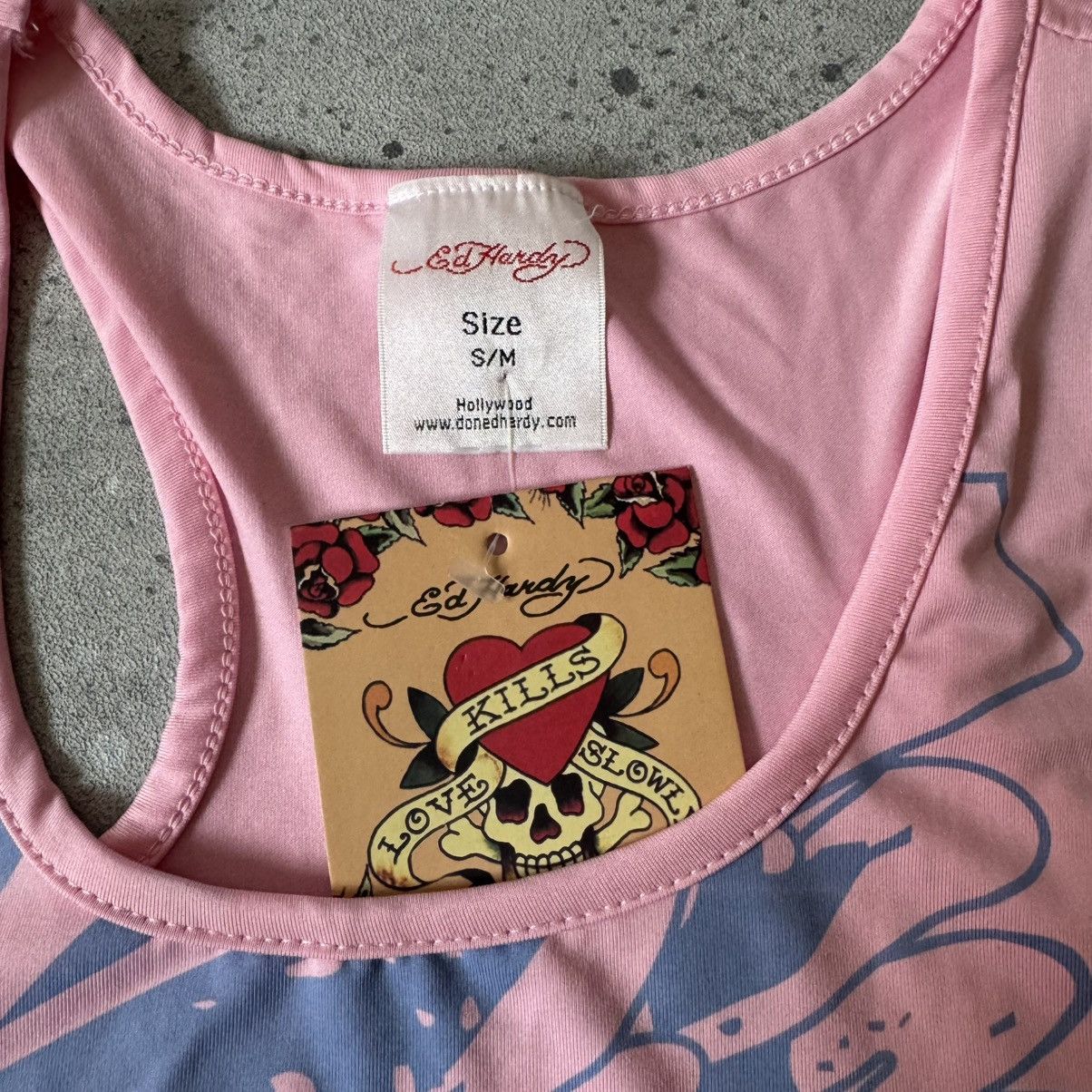 Ed Hardy Ed Hardy Y2K Vintage Love Kills Slowly Pink Tank Top Size M / US 6-8 / IT 42-44 - 5 Thumbnail