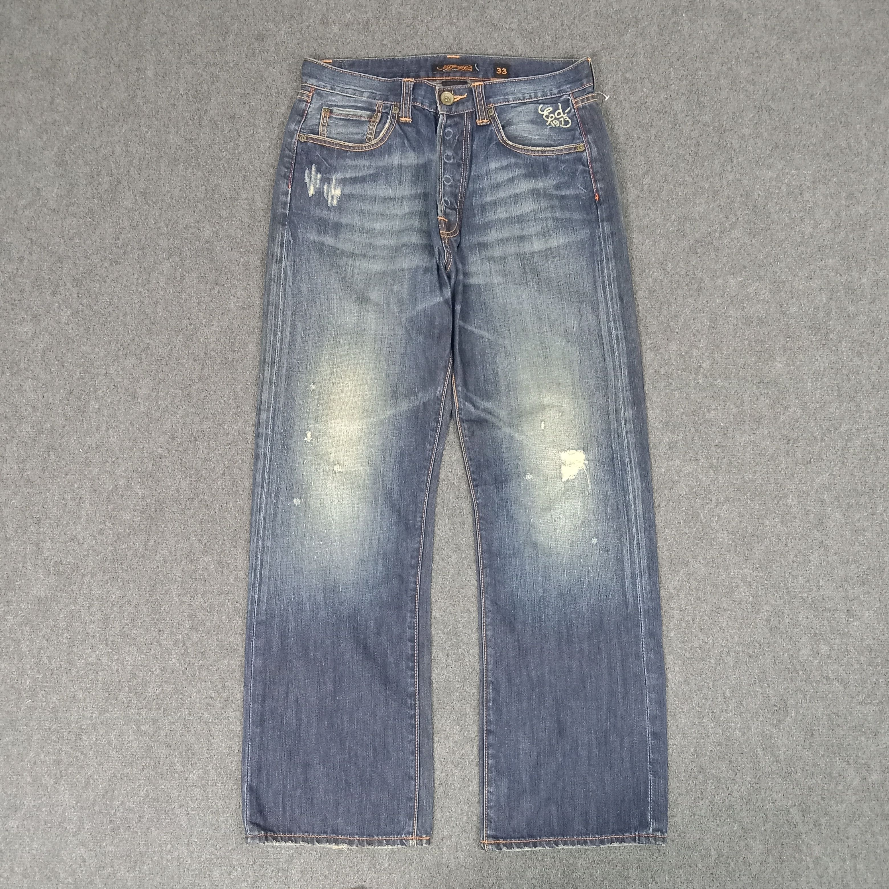 Christian Audigier × Ed Hardy × Vintage Ed Hardy American Designer Embroidery Art Jeans Size US 31 - 6 Thumbnail