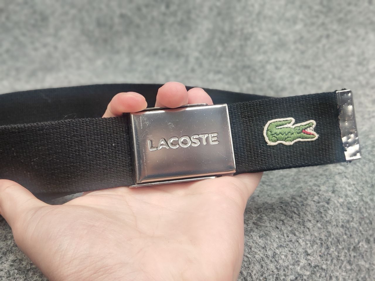 Lacoste Vintage 90's Lacoste Black Alligator Canvas Buckle Belt Y2K Size ONE SIZE - 5 Thumbnail