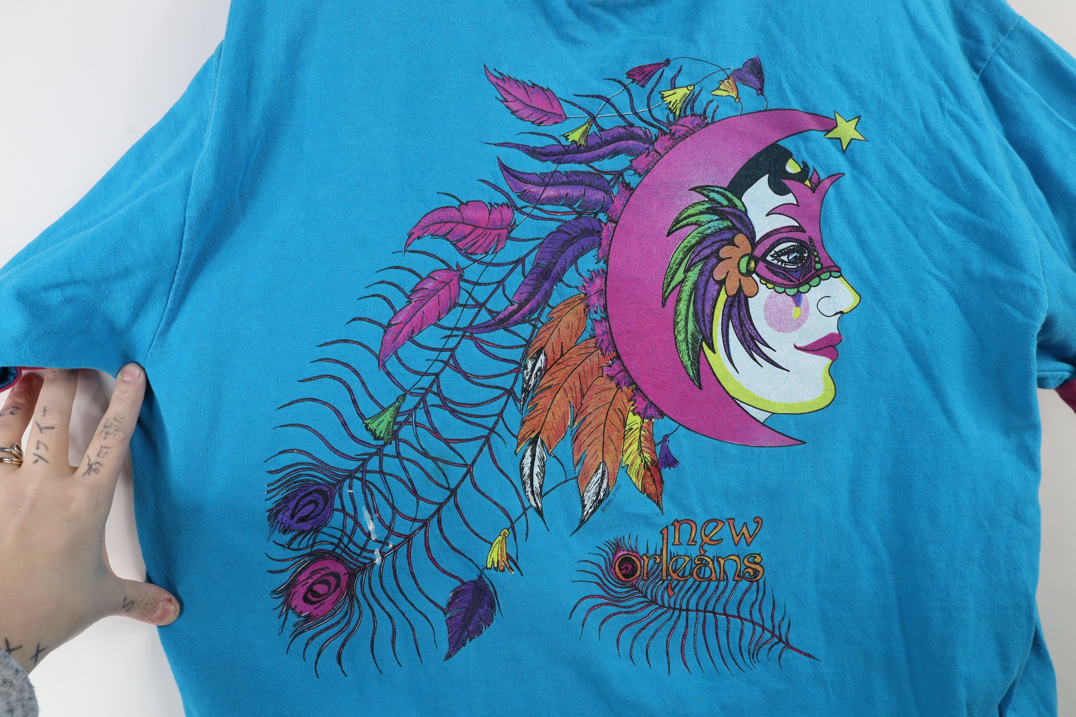 Vintage Vintage 90s Streetwear New Orleans Layered T-Shirt Blue USA Size XL / US 12-14 / IT 48-50 - 4 Thumbnail