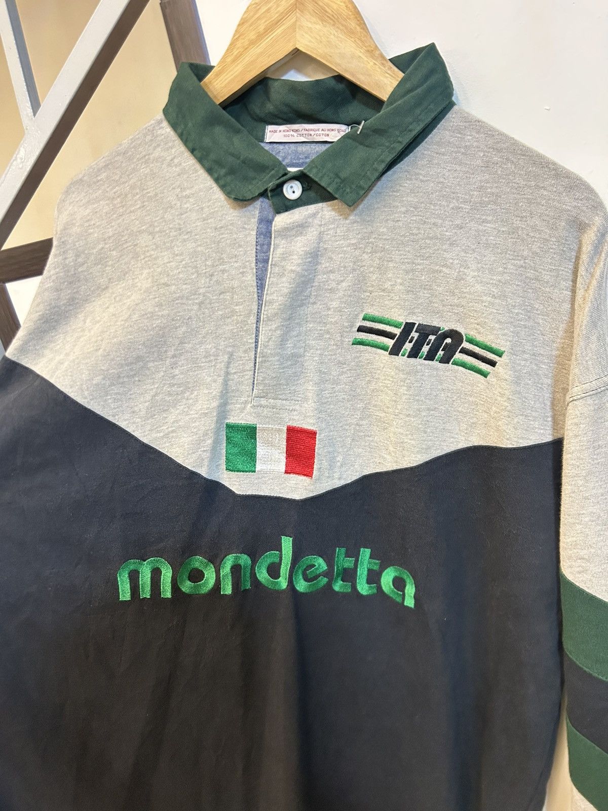 Vintage 💥RARE💥Vintage Mondetta "Italy" Embroidered Rugby Polo Shirt Size US L / EU 52-54 / 3 - 5 Thumbnail