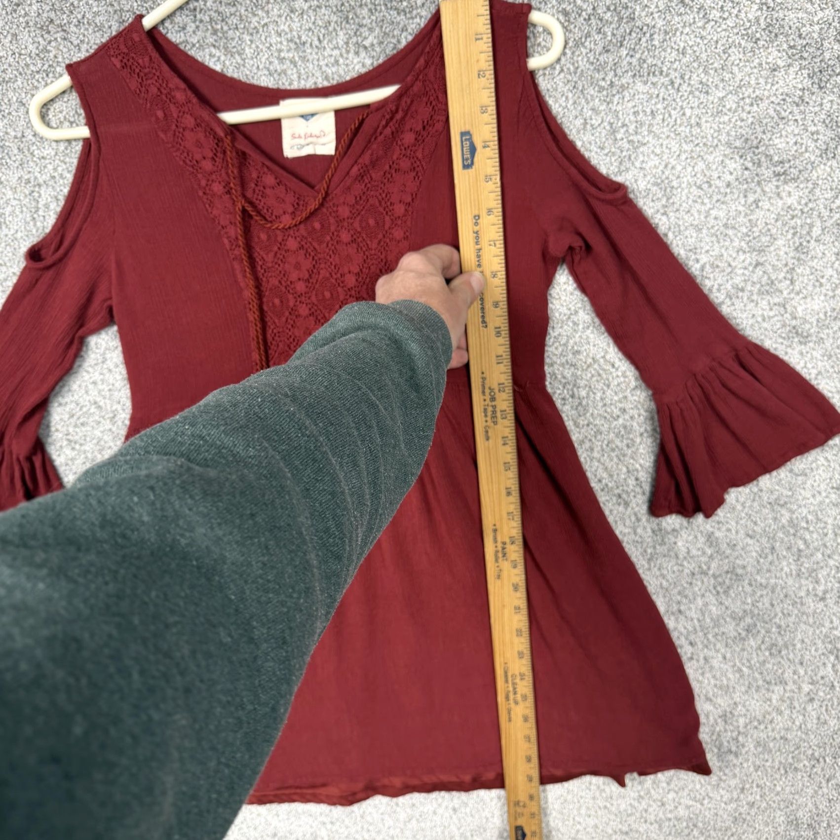Vintage Wild Blue Sadie Robertson Tunic S Maroon Cold Shoulder Tassel Boho Fairycore Size S / US 4 / IT 40 - 2 Thumbnail
