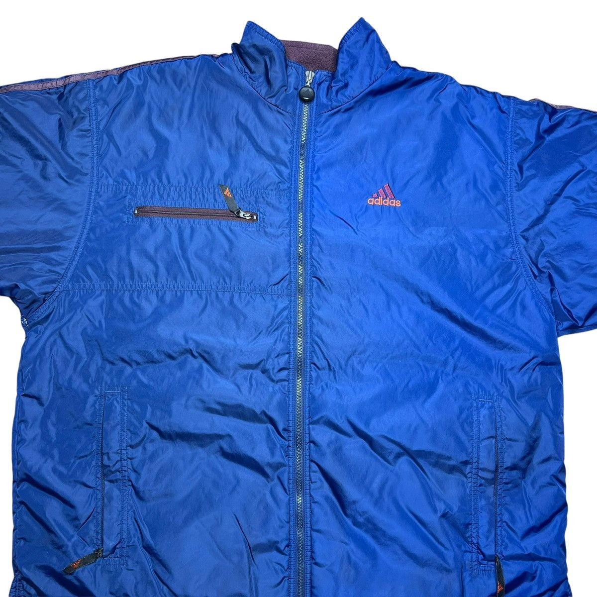 Adidas × Vintage Vintage 1990s Adidas Logo Striped Fleece Lined Anorak Jacket Size US XL / EU 56 / 4 - 9 Thumbnail
