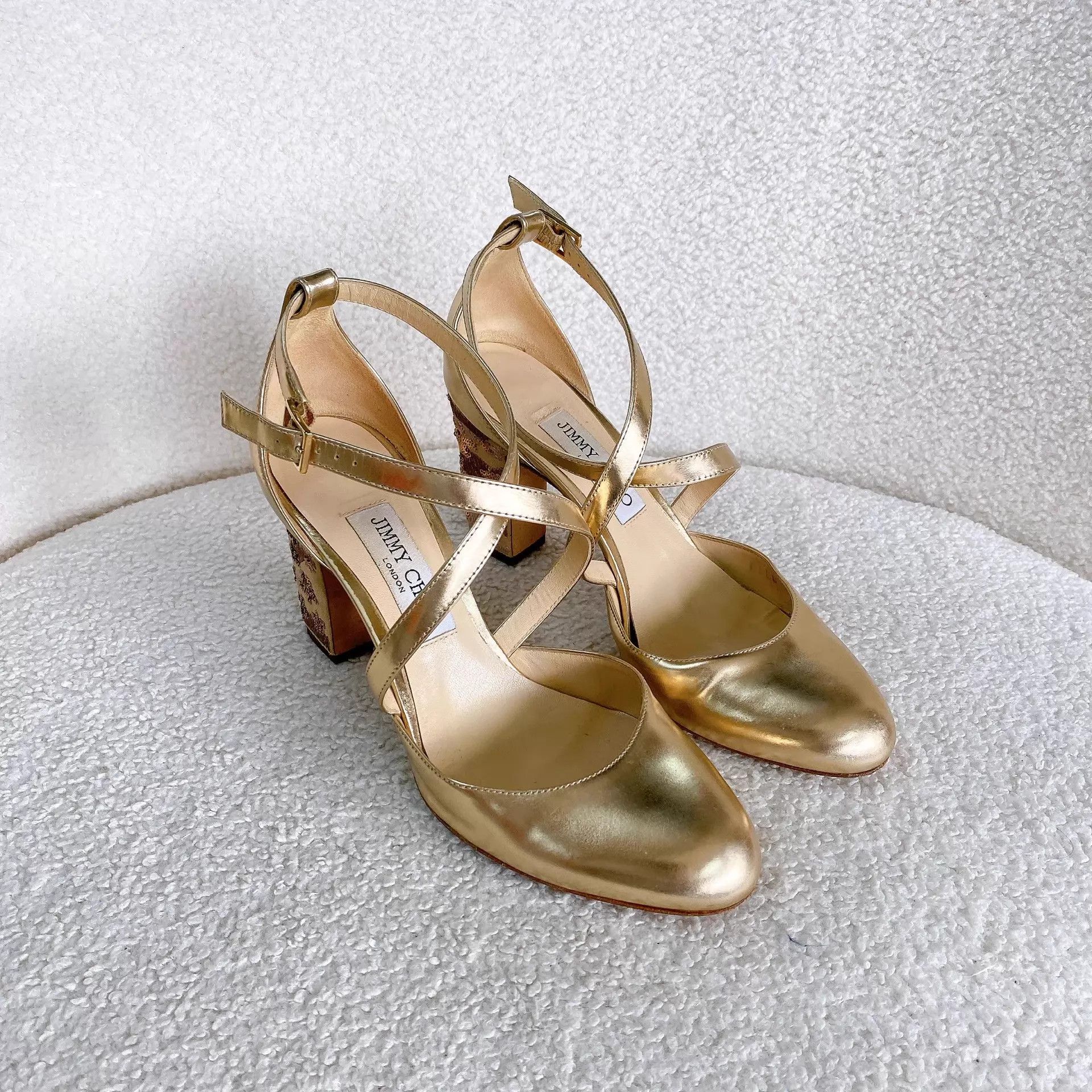 Jimmy Choo Jimmy Choo gold heeled sandals 38 EUR Size US 7.5 / IT 37.5 - 5 Thumbnail