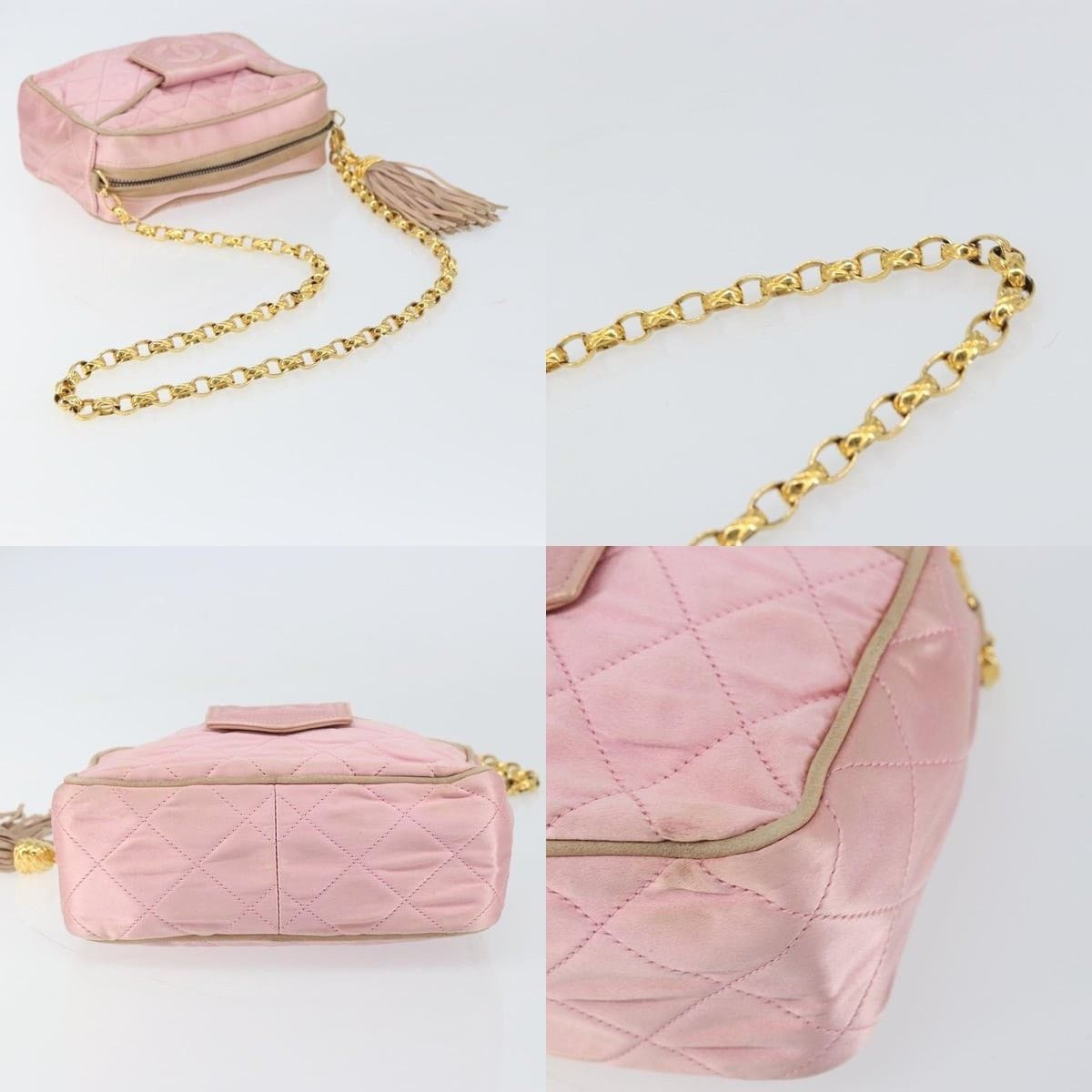 Chanel Chanel Chain Shoulder Bag Satin Pink Gold CC Size ONE SIZE - 4 Thumbnail