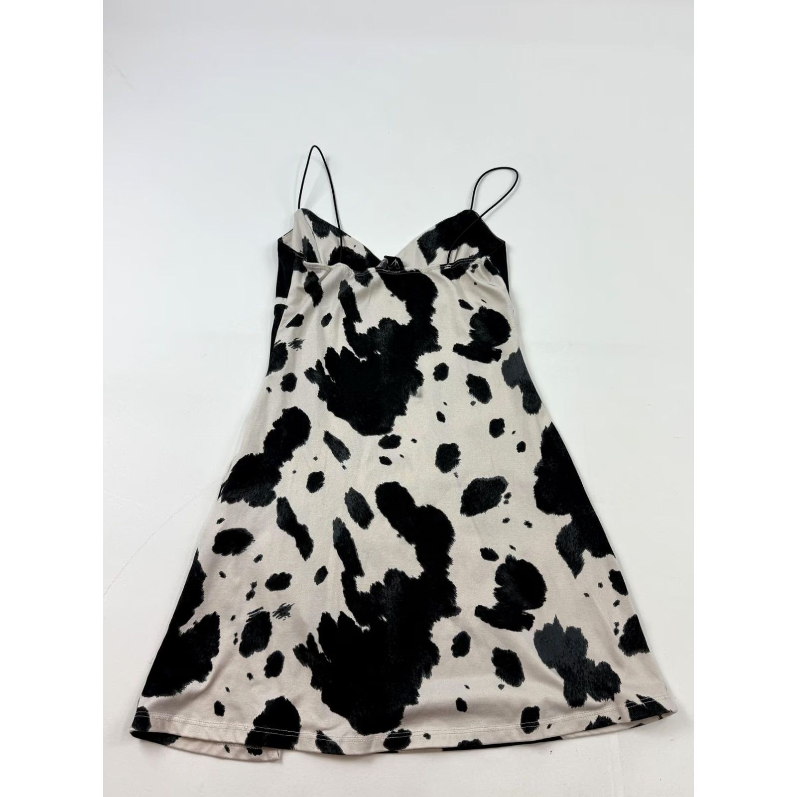 Vintage Windsor Dress Womens Small Beige Cow Print Slip Mini Cami Spaghetti Strap V-Neck Sleeveless Pullover Size S / US 4 / IT 40 - 7 Thumbnail