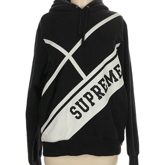 Supreme Supreme Diagonal Hooded Sweatshirt In Black M Size US M / EU 48-50 / 2 - 1 Thumbnail