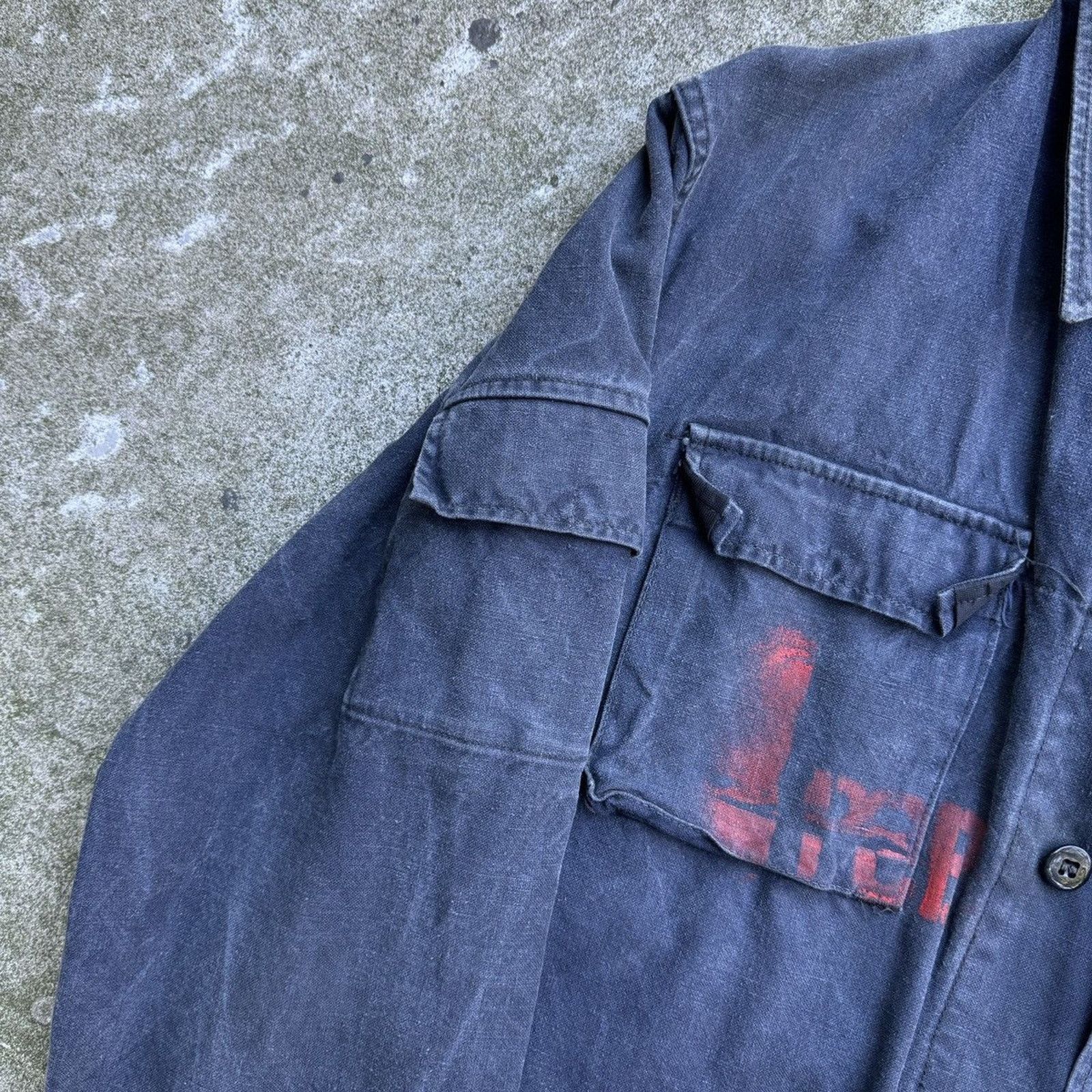 Vintage Faded Stencil Cargo Work Jacket ERD Grunge Chrome Balenci Size US L / EU 52-54 / 3 - 7 Thumbnail