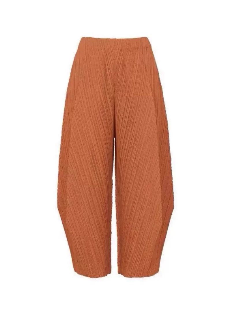 Issey Miyake Issey Miyake size:4 Orange pleated trousers Size 31" - 2 Thumbnail