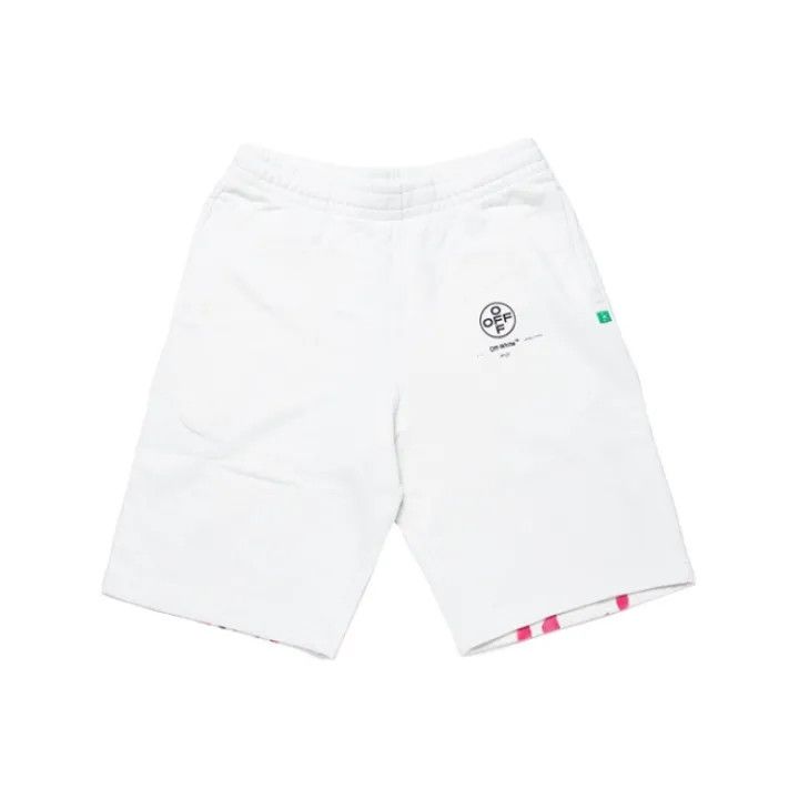 Off-White SS19 White Graphic Athletic Shorts 0079