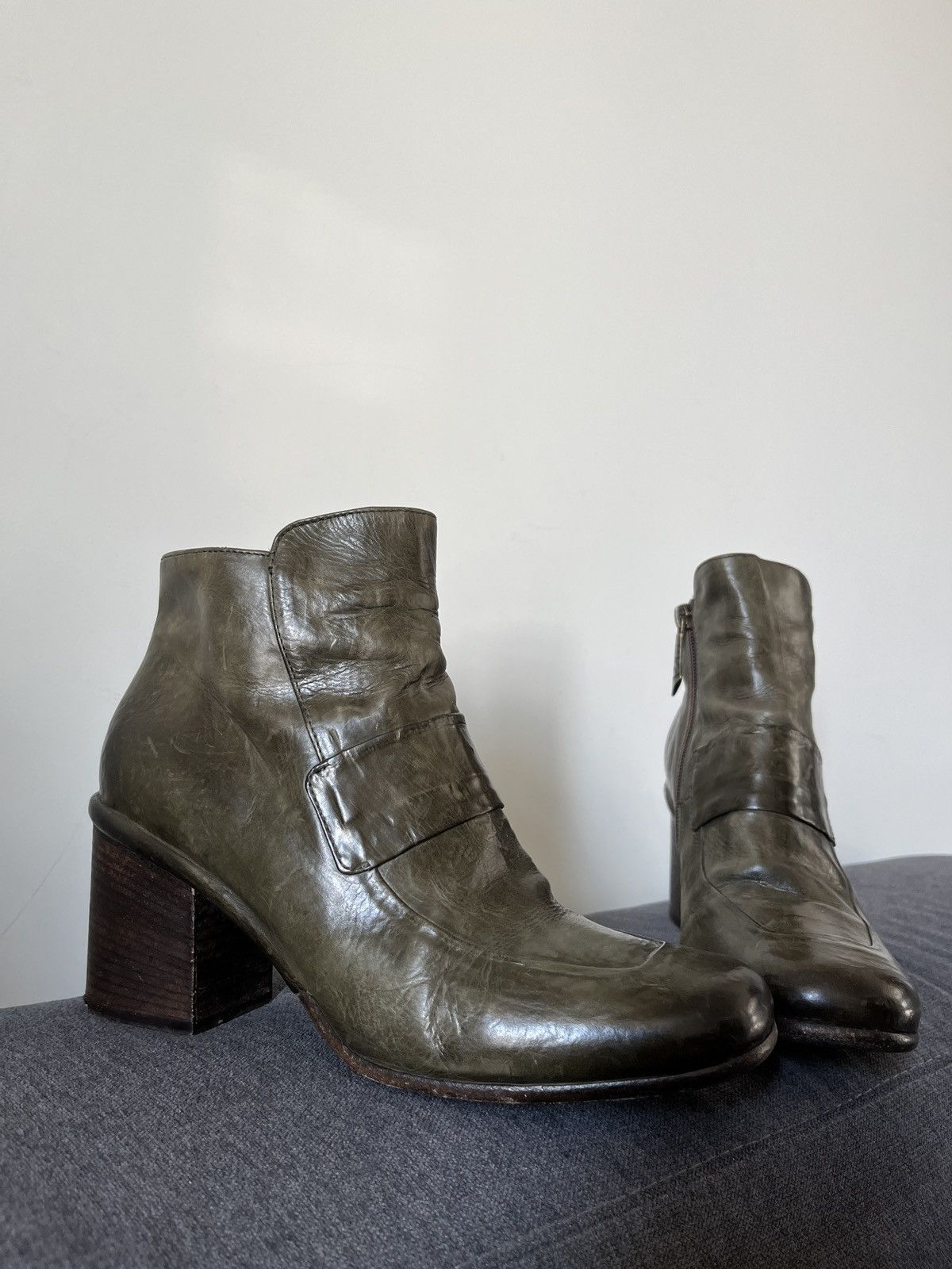 A.S.98 La Bottega di Lisa Ancle Avant Garde Green Leather Boots Size US 9 / IT 39 - 6 Thumbnail