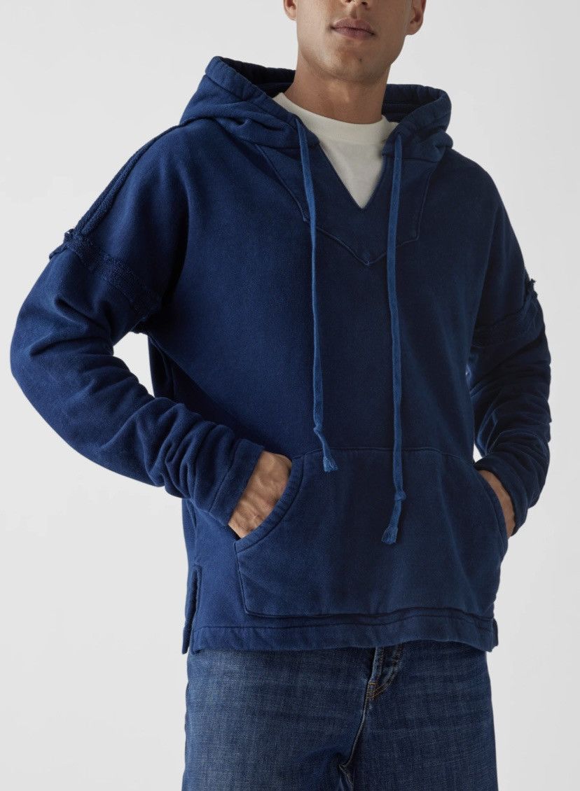 Greg Lauren Greg Lauren Oversized hoodie with side slits in blue Size US XL / EU 56 / 4 - 1 Thumbnail
