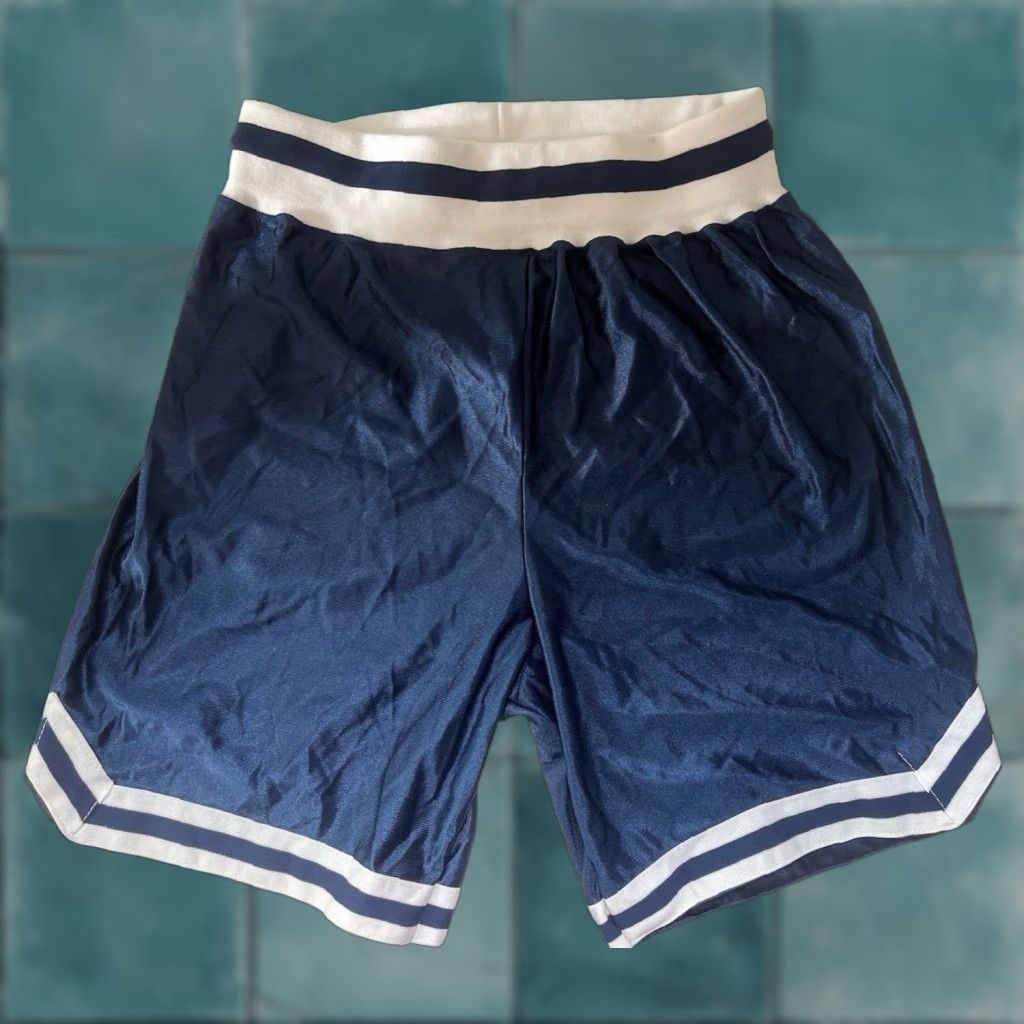 Vintage VINTAGE Don Alleson dazzle basketball shorts Mens L NWOT 90s navy blue 100% nylon athletic basketball Size US 33 - 1 Thumbnail