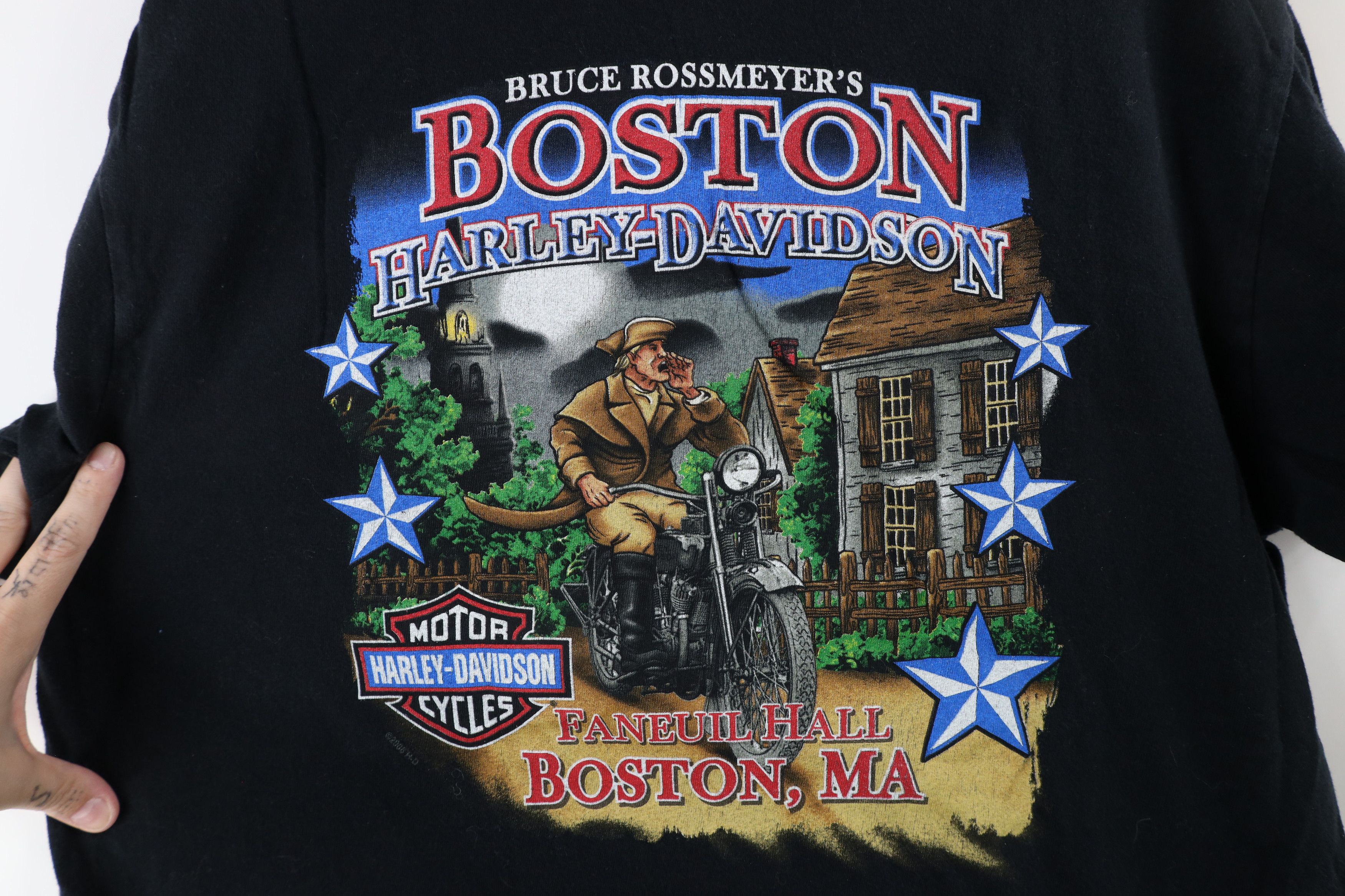 Harley Davidson × Vintage Vintage Y2K Harley Davidson Free Ride Hard Boston T-Shirt Size US L / EU 52-54 / 3 - 7 Thumbnail