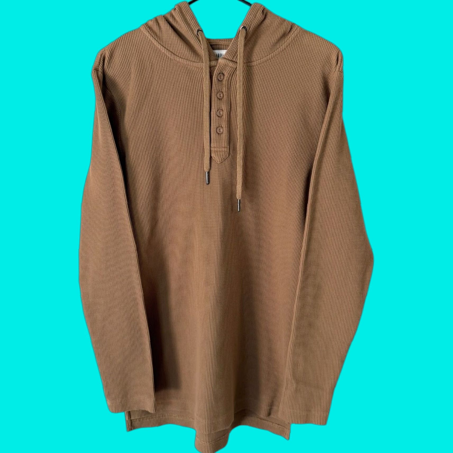 Vintage Fairplay Hooded Henley Hoodie Sweatshirt Pullover Tan M Men's Size Medium Size US M / EU 48-50 / 2 - 1 Thumbnail