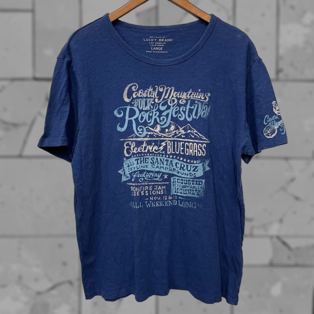 Lucky Brand LUCKY BRAND Santa Cruz Graphic Tee Men's T-Shirt Adult Large Blue Cotton Size US L / EU 52-54 / 3 - 1 Thumbnail