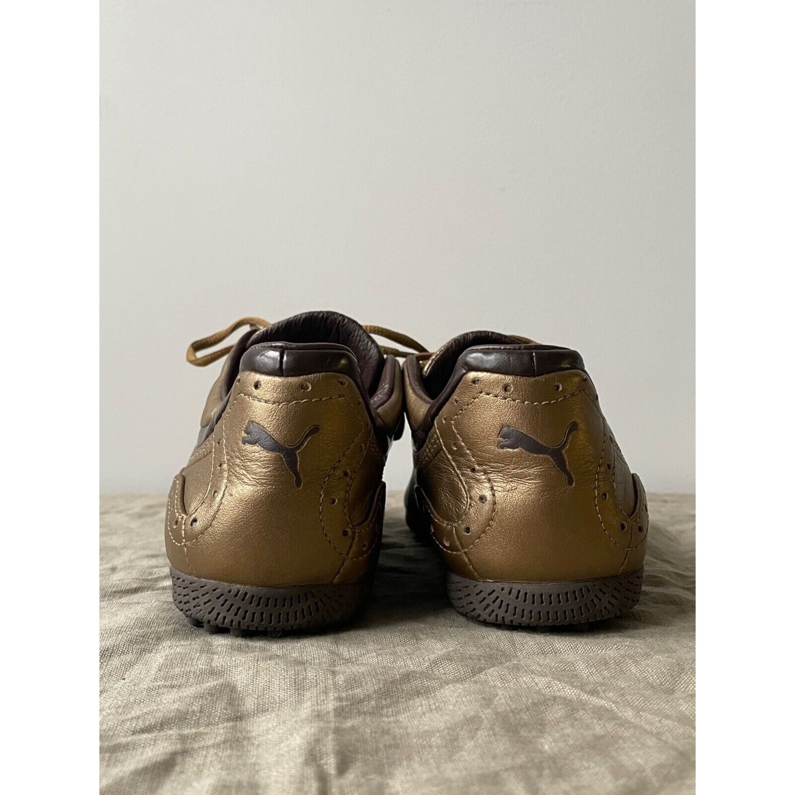 Puma Puma Y2K Soccer Racing Gold Leather Flat Trainers 8261AC Size US 6 / IT 36 - 4 Thumbnail