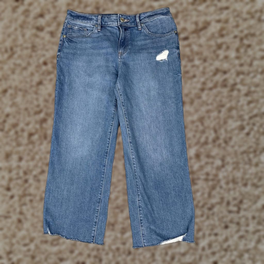 Express Express Jeans Womens 4S Blue 90s Ankle Boot Mid Rise Distressed Raw Hem Jeans Size 27" / US 4 / IT 40 - 1 Thumbnail